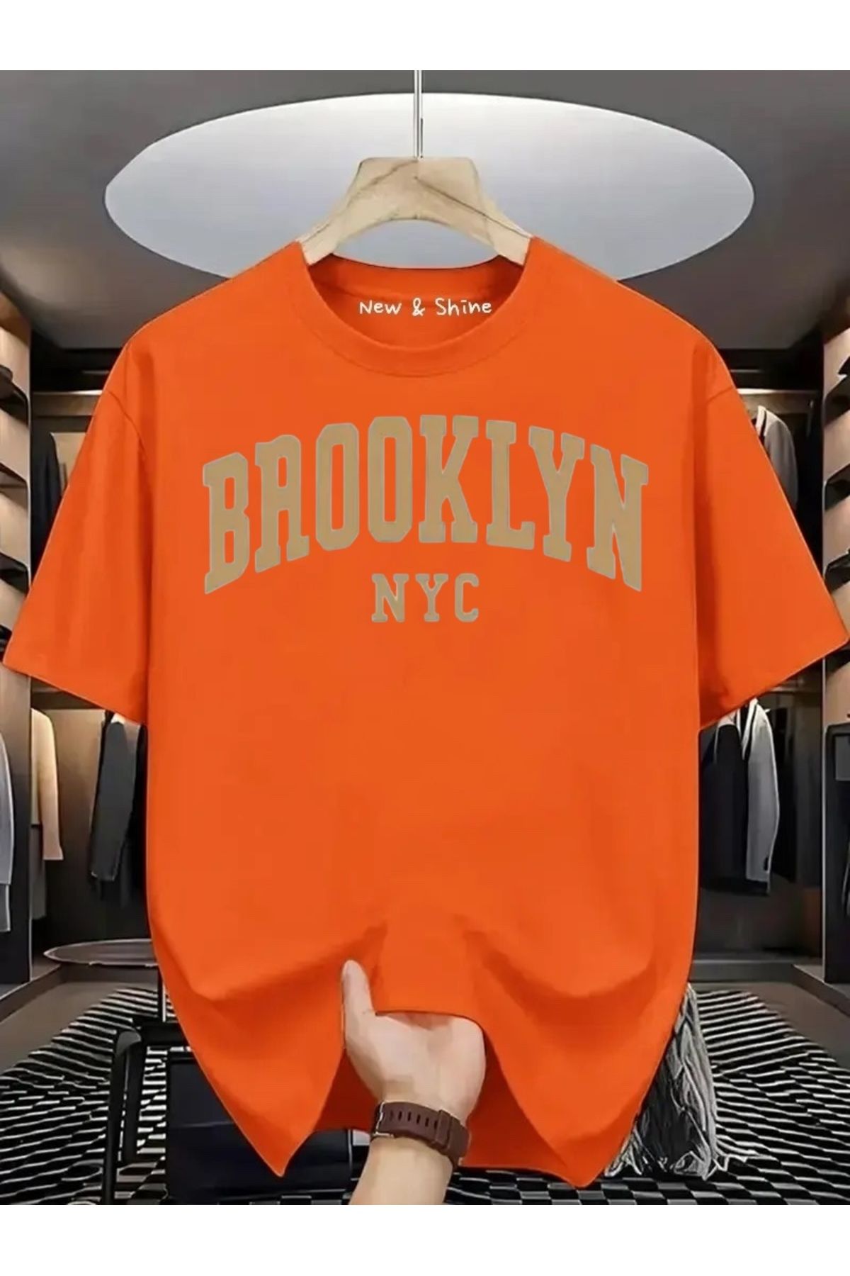 New Shine Brooklyn New York Baskılı Oversize T-Shirt