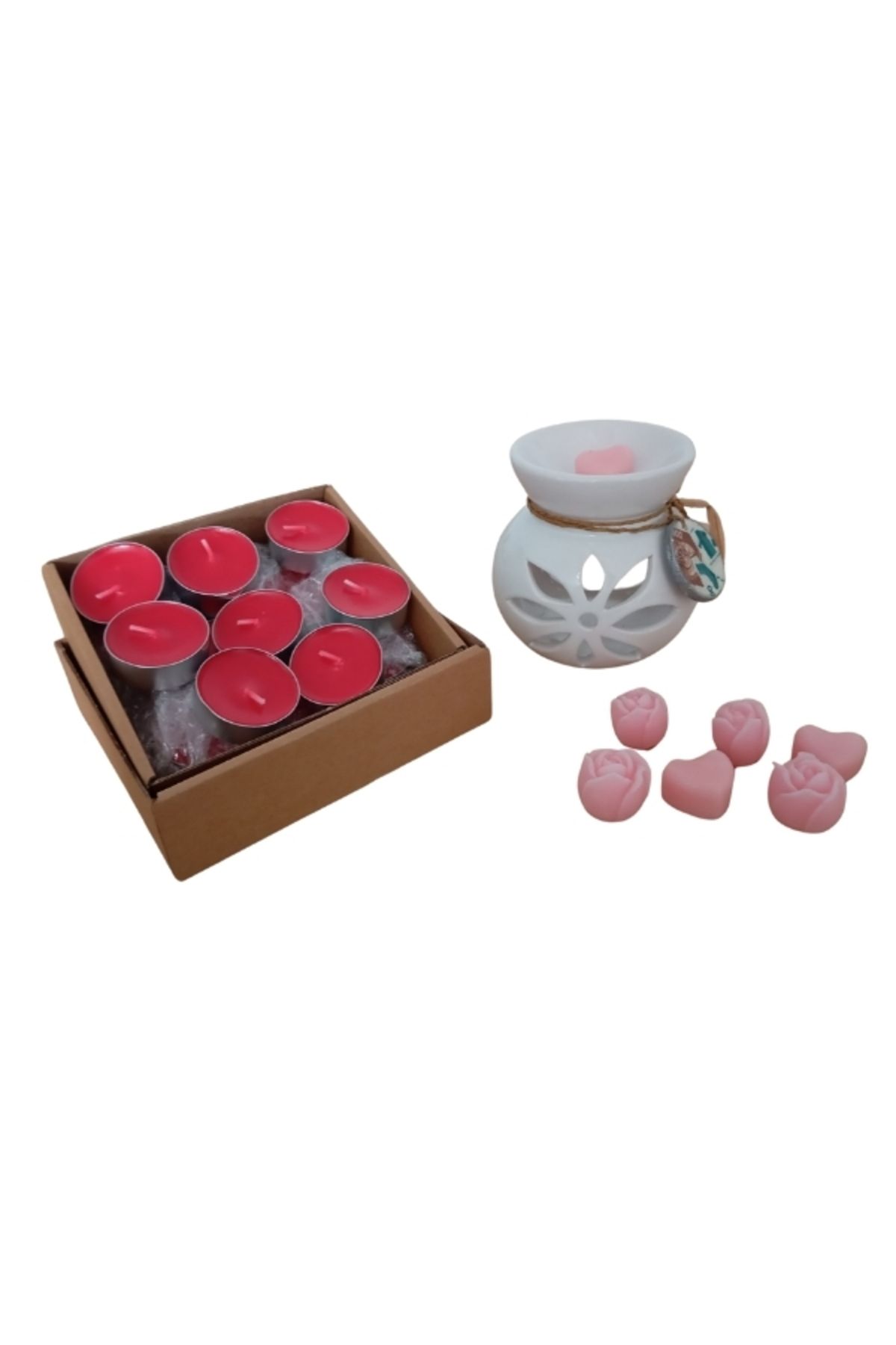 Gülşahın Tasarım Atölyesi Buhurdanlık / Kokulu Mini Mum / Telight / Gül Esanslı