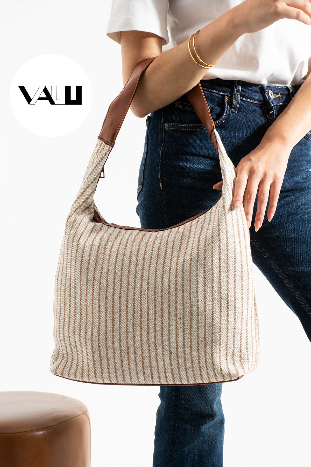 Valu Accessorize Vega Keten Yazlık Omuz Çantası Fermuarlı