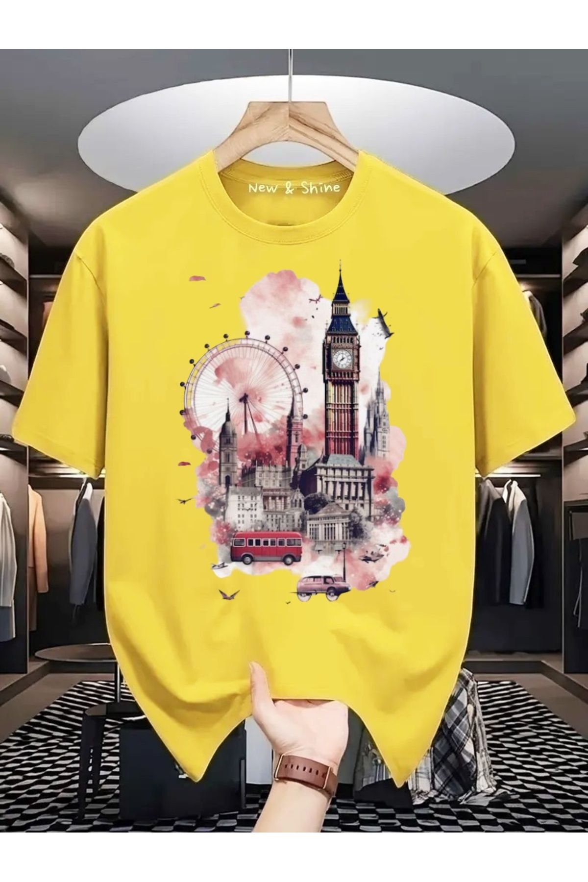 New Shine Manzara London Baskılı Oversize T-Shirt