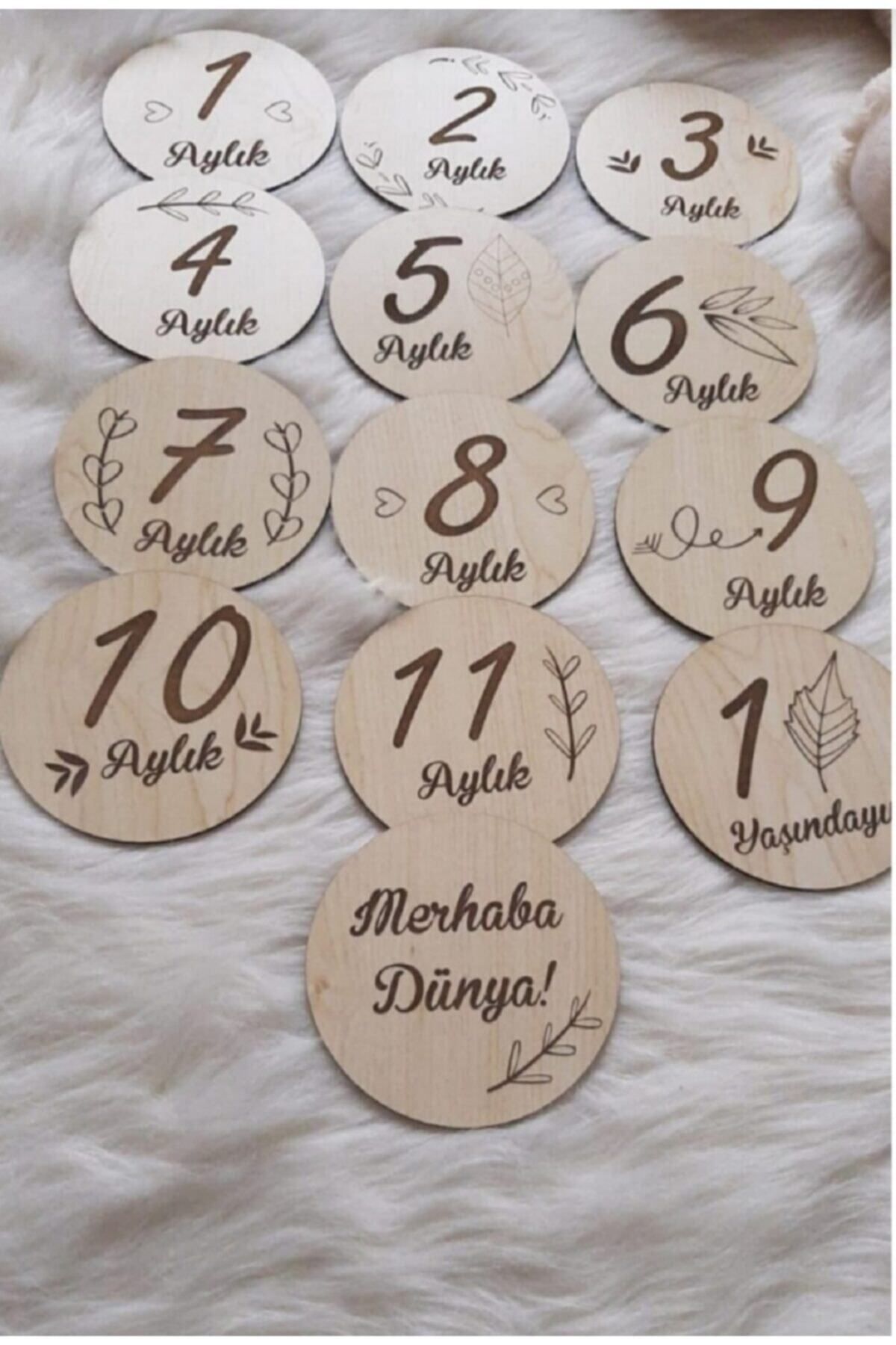 Aoz atölye 12 Aylık Ahşap Bebek Plak Seti