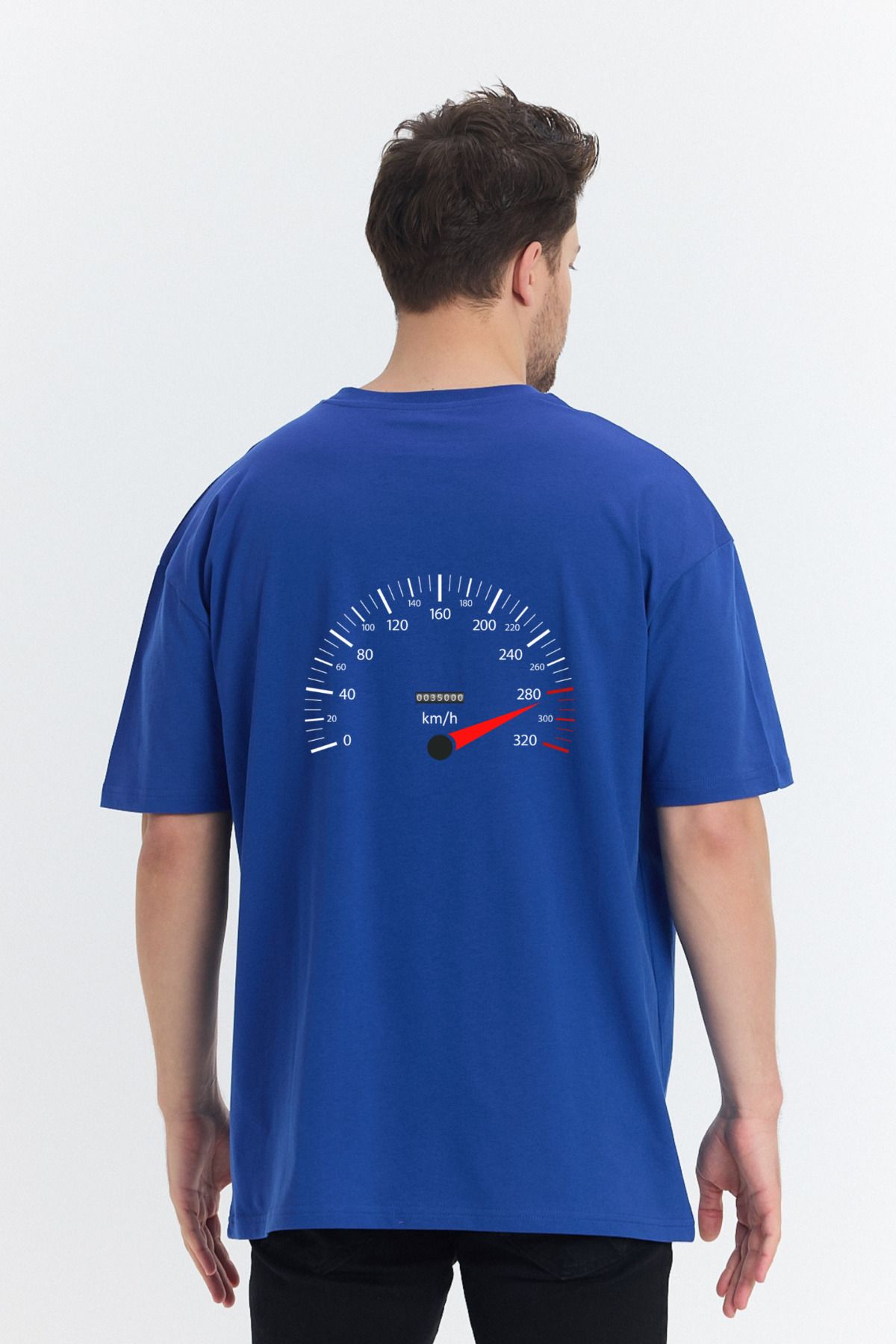 Windy Island Erkek Bisiklet Yaka Speed Limit Sırt Baskılı Oversize T-shirt