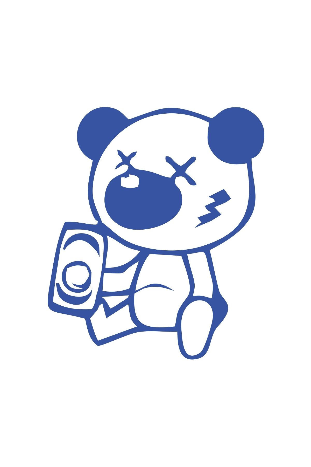 Reysa Tasarım Sarhoş Panda Sticker 17x17 Cm Mavi