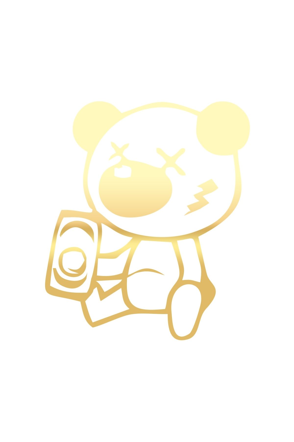 Reysa Tasarım Sarhoş Panda Sticker 17x17 Cm Gold