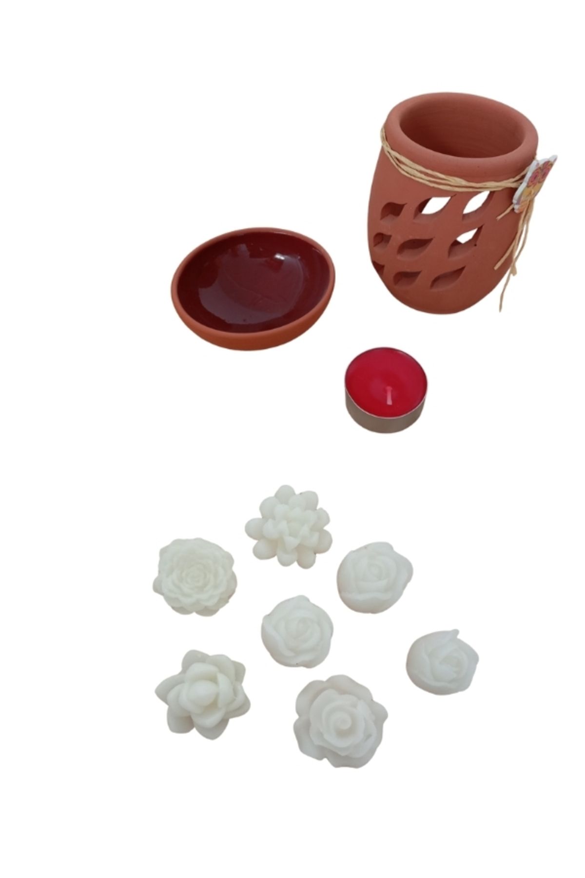 Gülşahın Tasarım Atölyesi Buhurdanlık / Kokulu mini mum / Tealight / Beyaz sabun esanslı