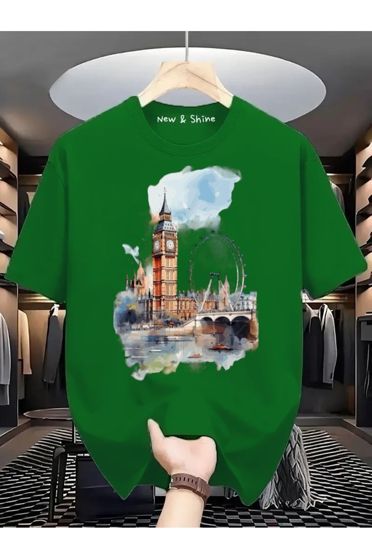 New Shine Manzara London Baskılı Oversize T-Shirt