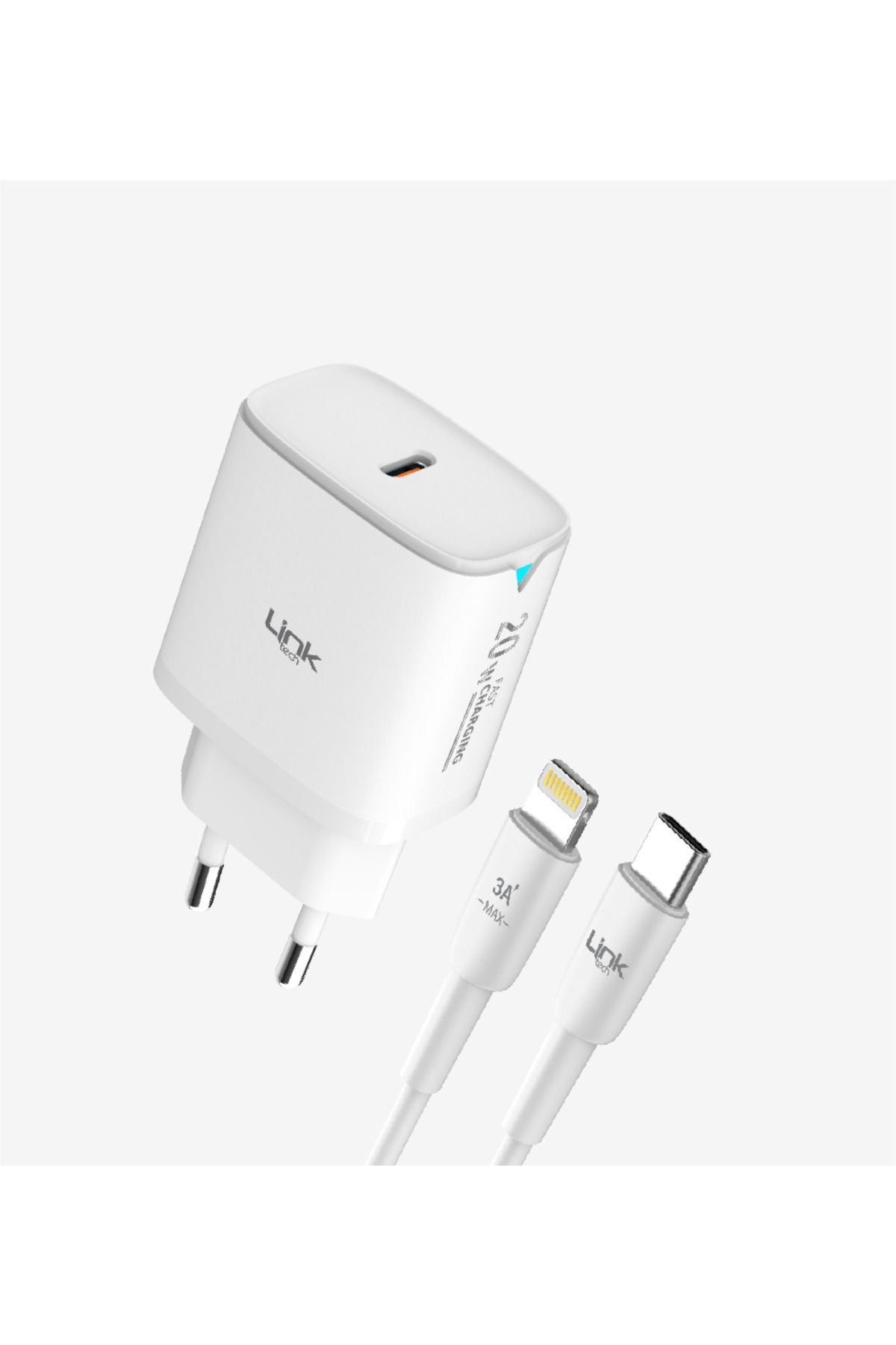 Linktech C308 Safe Tip-C Lightning Kablolu 20W Hızlı Şarj Cihazı