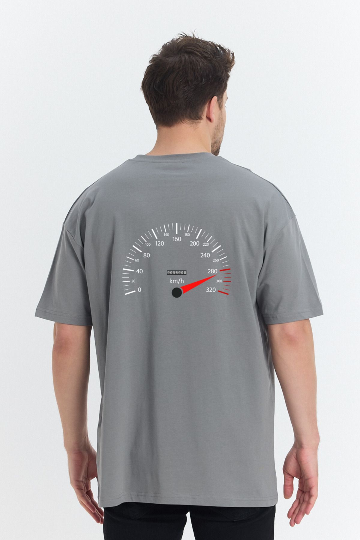 Windy Island Erkek Bisiklet Yaka Speed Limit Sırt Baskılı Oversize T-shirt