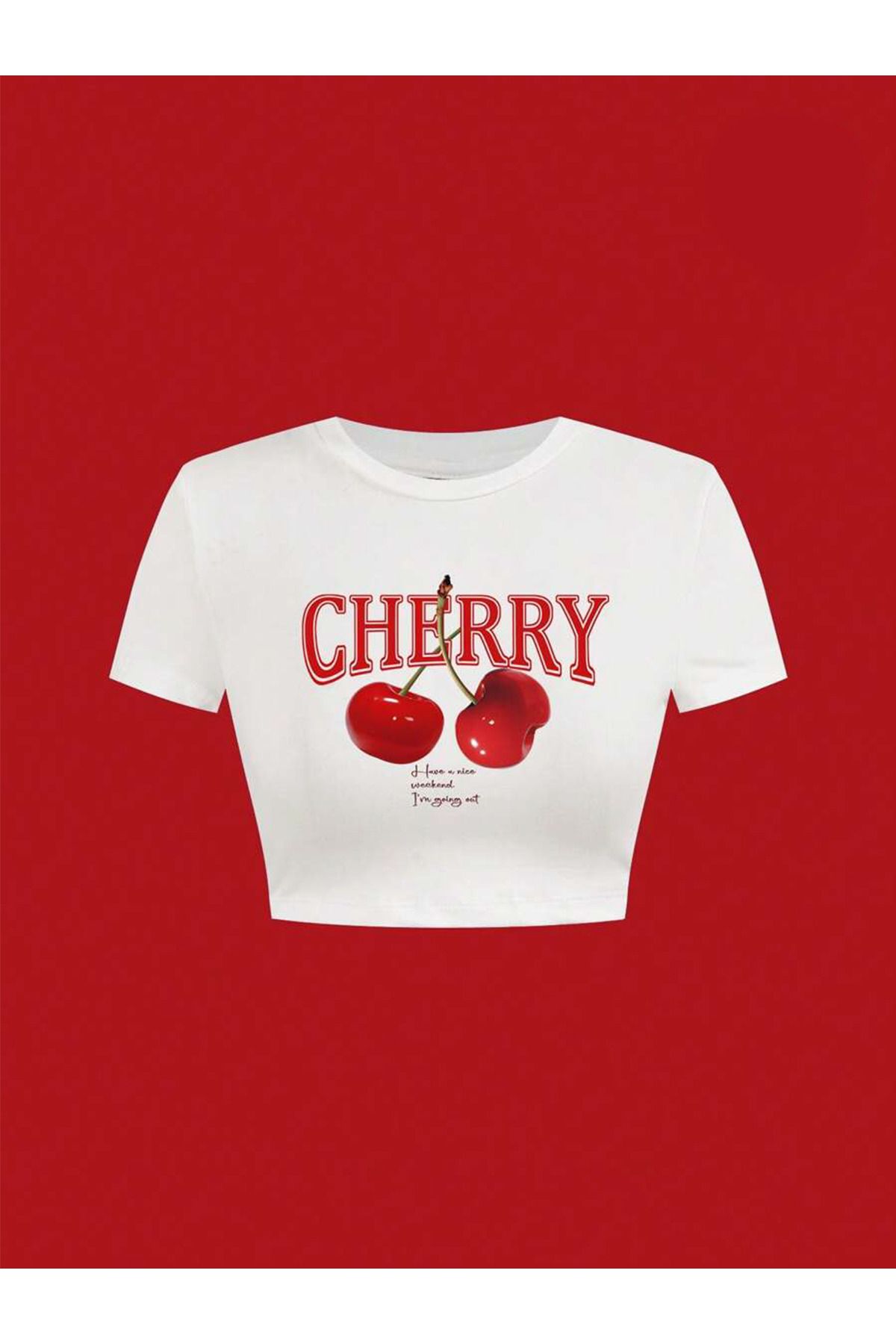 Bozz&Bozz Collection Kadın Have a Nice Weekend Cherry Crop