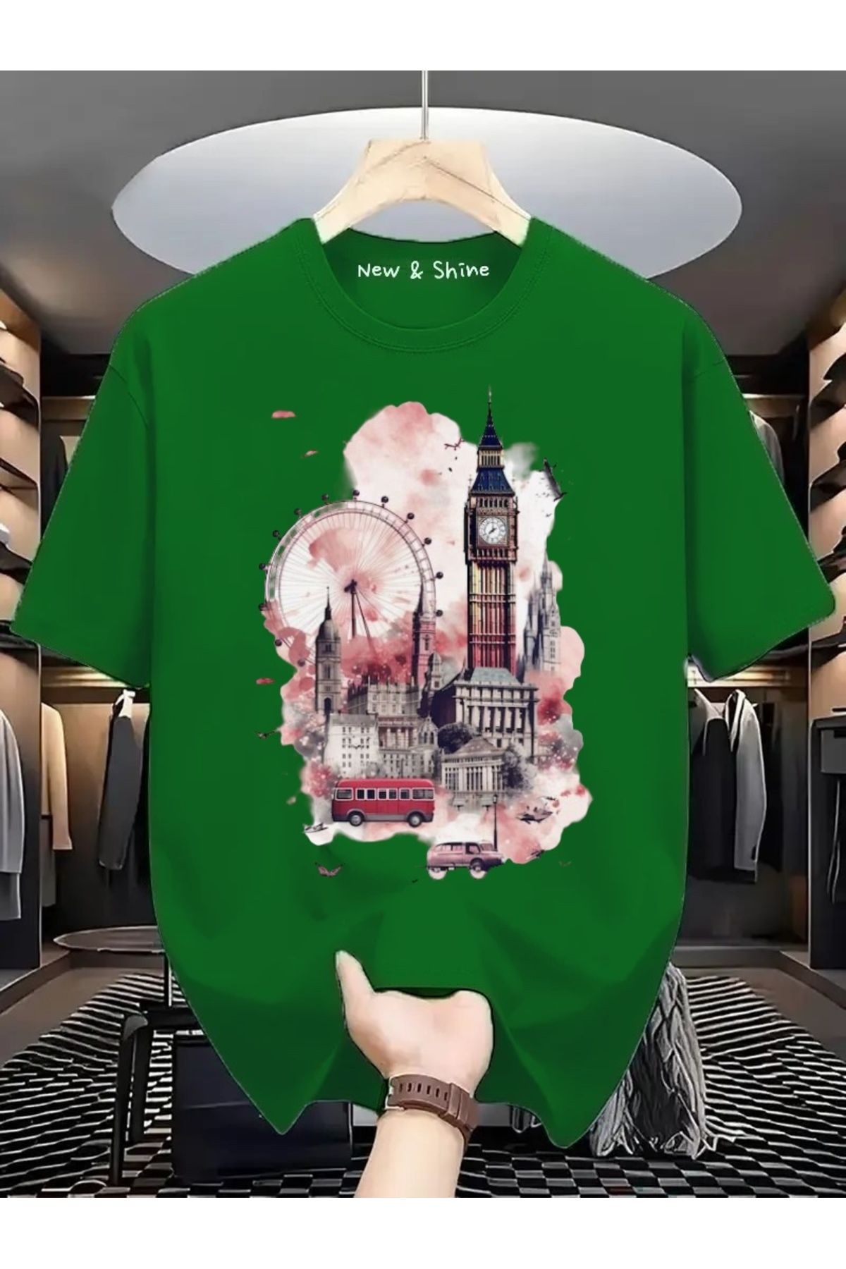 New Shine Manzara London Baskılı Oversize T-Shirt