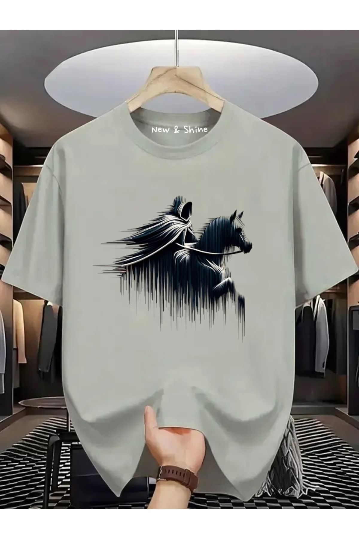 New Shine Şovalye Baskılı Oversize T-Shirt
