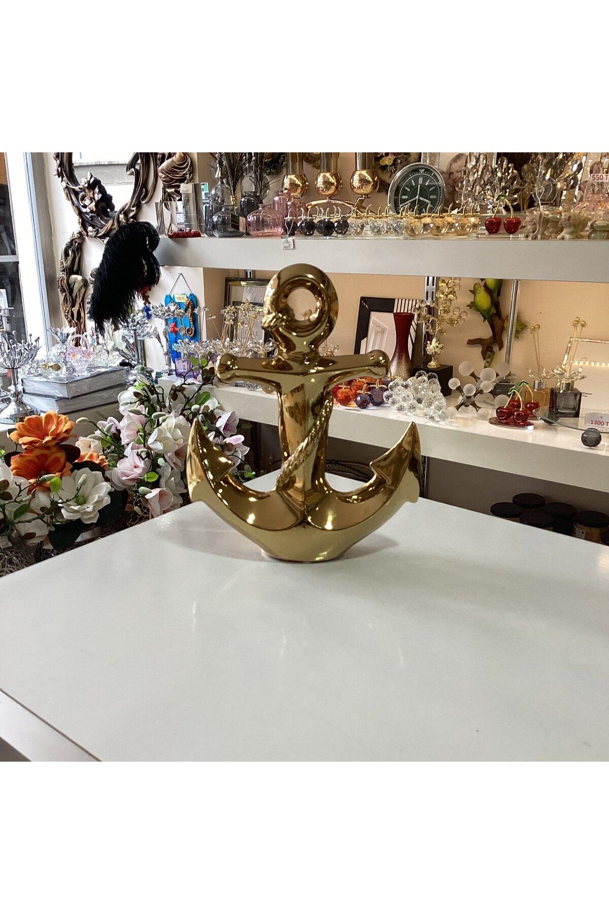 Gold home design Dekoratif Çapa Seramik Gold Renk 25 cm