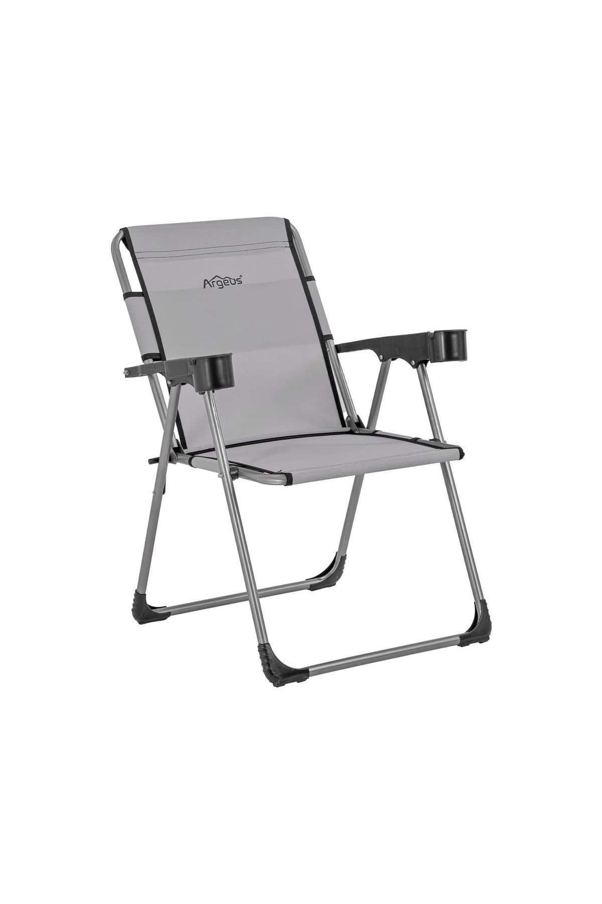 ARGEUS Katlanabilir Piknik ve Kamp Sandalyesi - Bardaklıklı - Rock - Kül Gri (A-14)- 140KG Taşıma