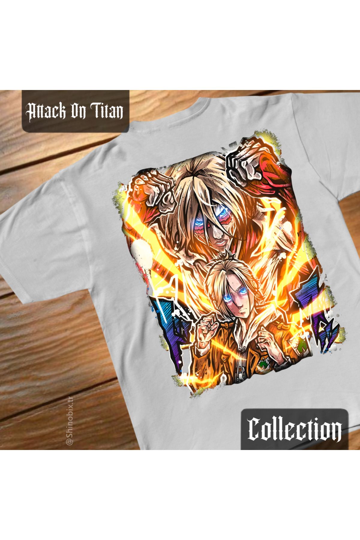 SHINOBIX Attack On Titan Anime Annie Leonhart Oversize Baskılı T-Shirt