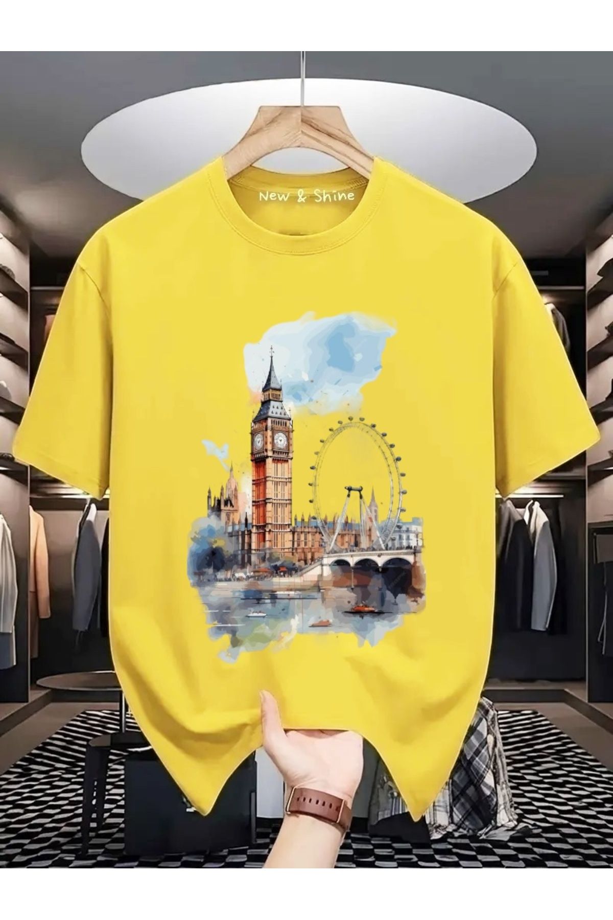New Shine Manzara London Baskılı Oversize T-Shirt