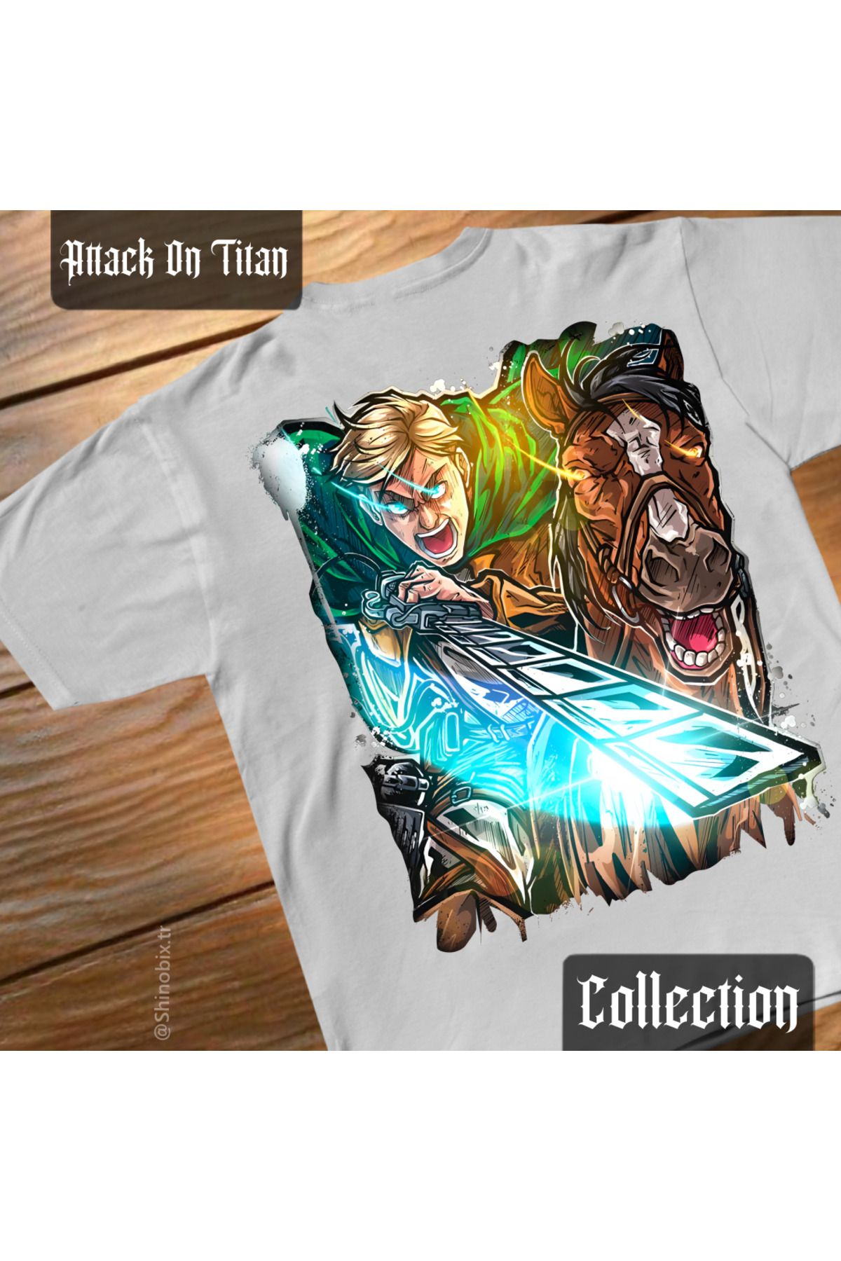 SHINOBIX Attack On Titan Anime Erwin Smith Son Saldırı Oversize Baskılı T-Shirt