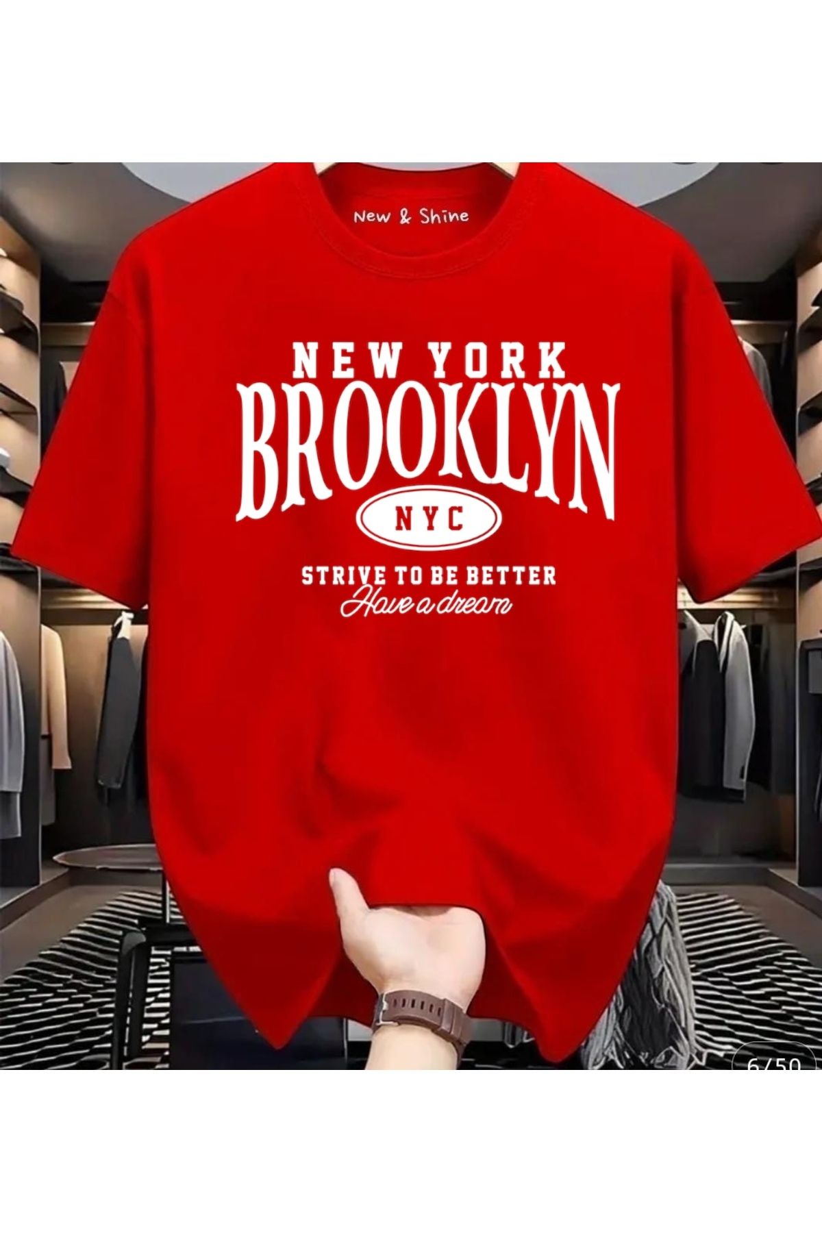 New Shine Brooklyn New York Baskılı Oversize T-Shirt