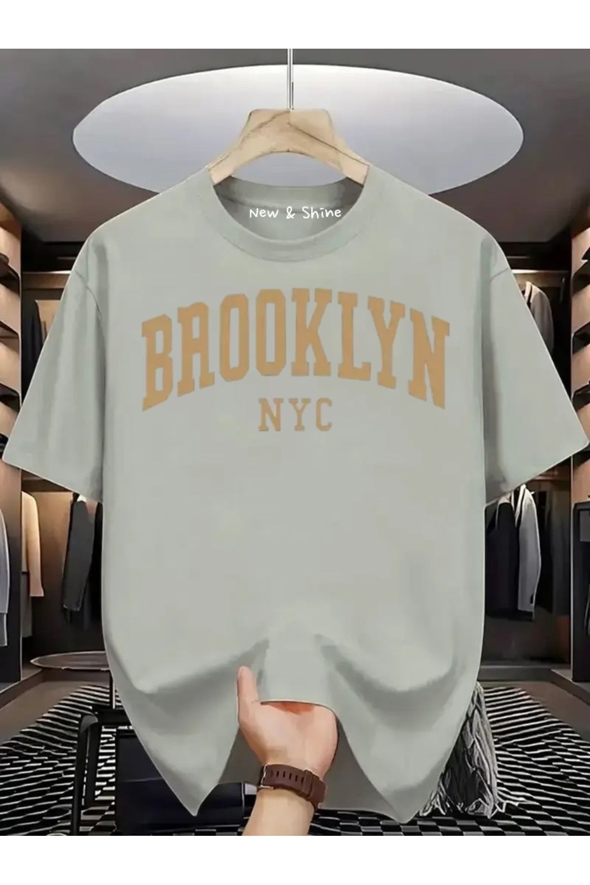 New Shine Brooklyn New York Baskılı Oversize T-Shirt