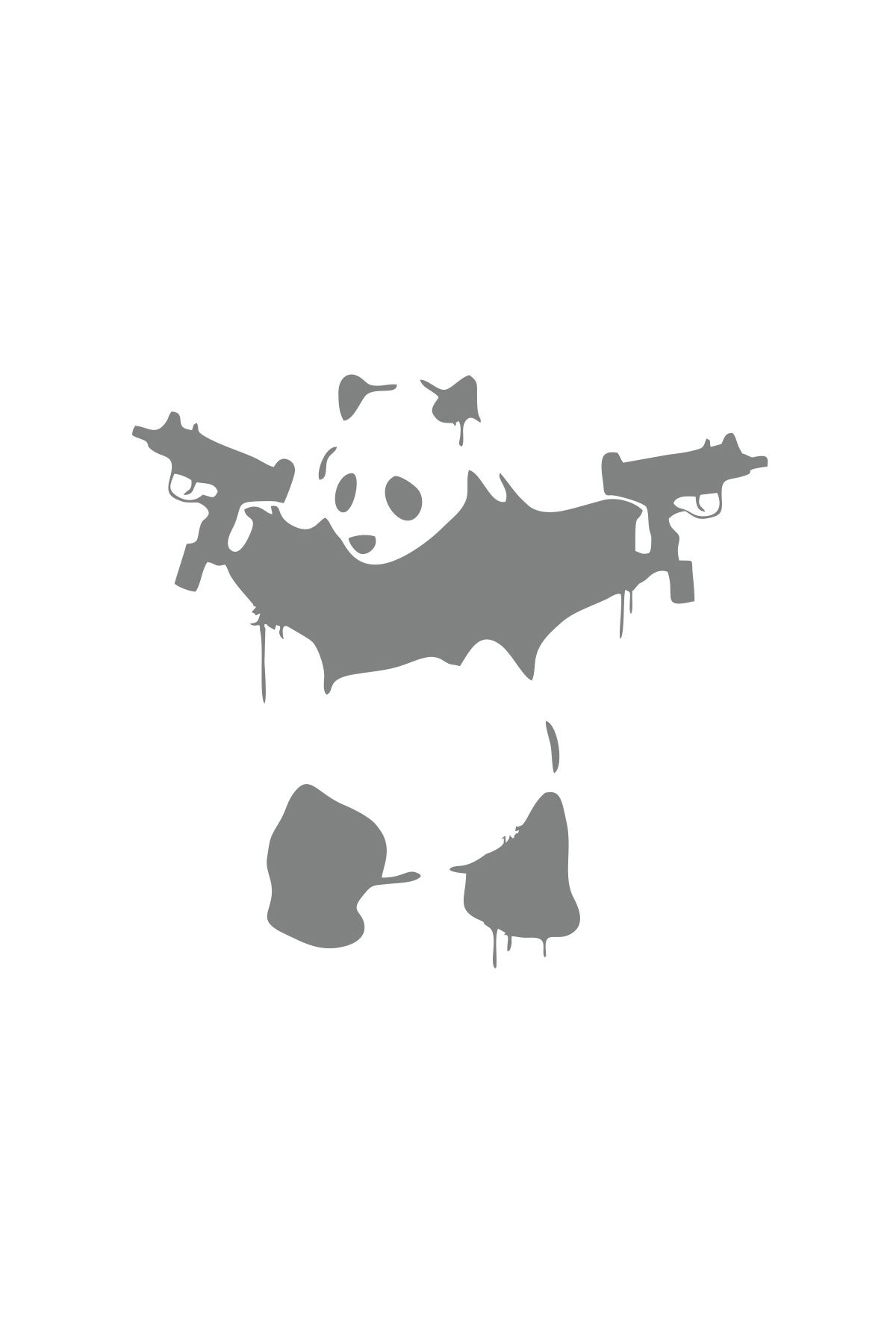 Reysa Tasarım S*lahlı Panda Sticker 17x17 Cm Gri
