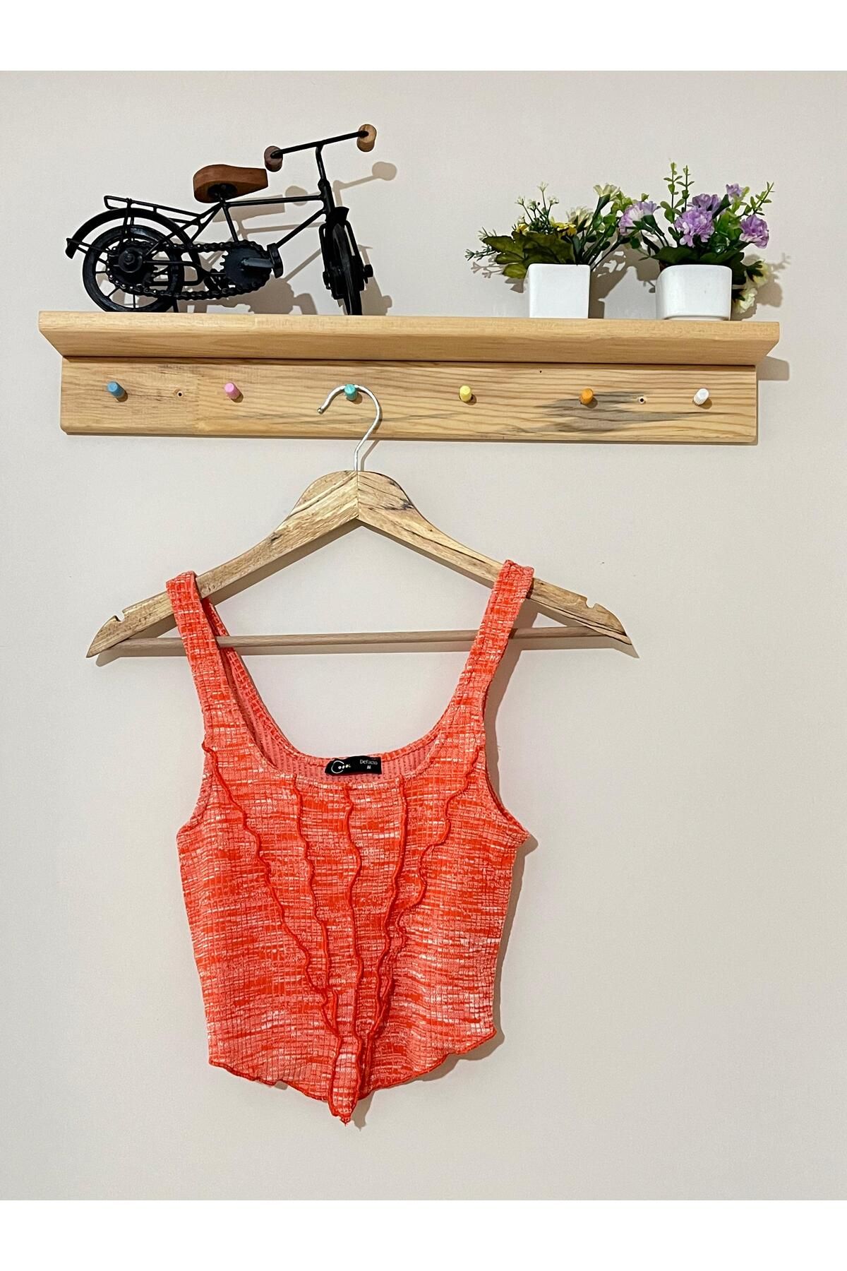 mellox Kadın Kare Yaka Askılı Crop Top Body