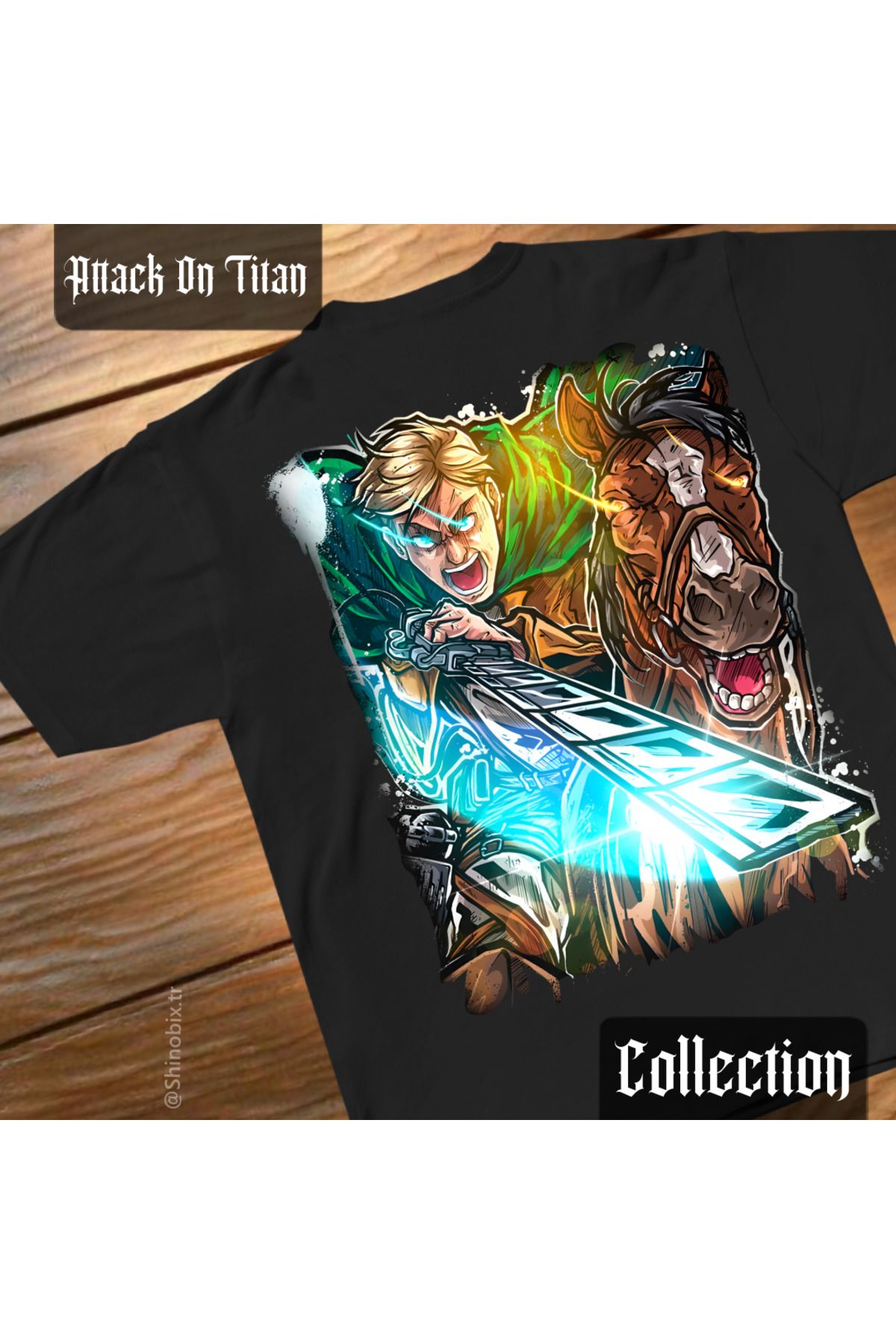 SHINOBIX Attack On Titan Anime Erwin Smith Son Saldırı Oversize Baskılı T-Shirt