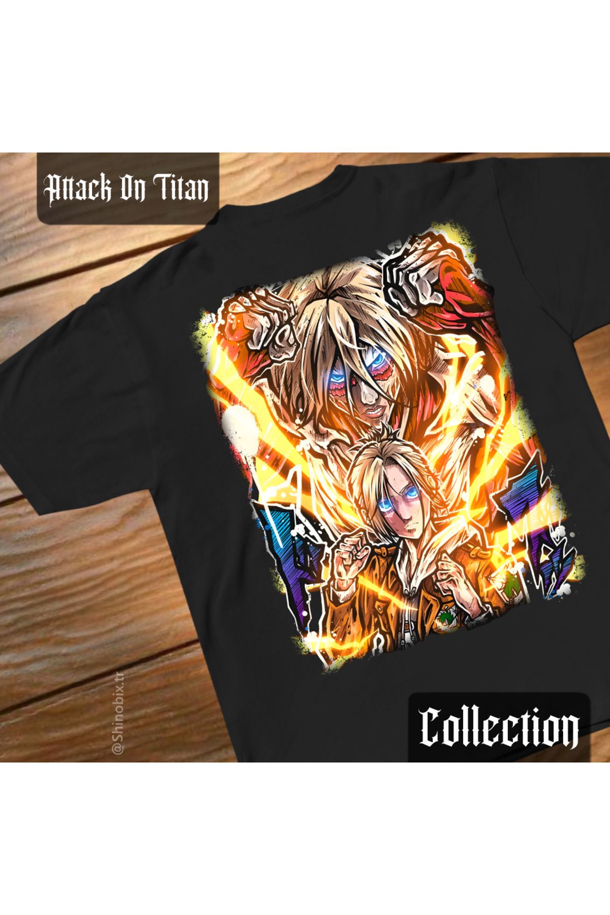 SHINOBIX Attack On Titan Anime Annie Leonhart Oversize Baskılı T-Shirt