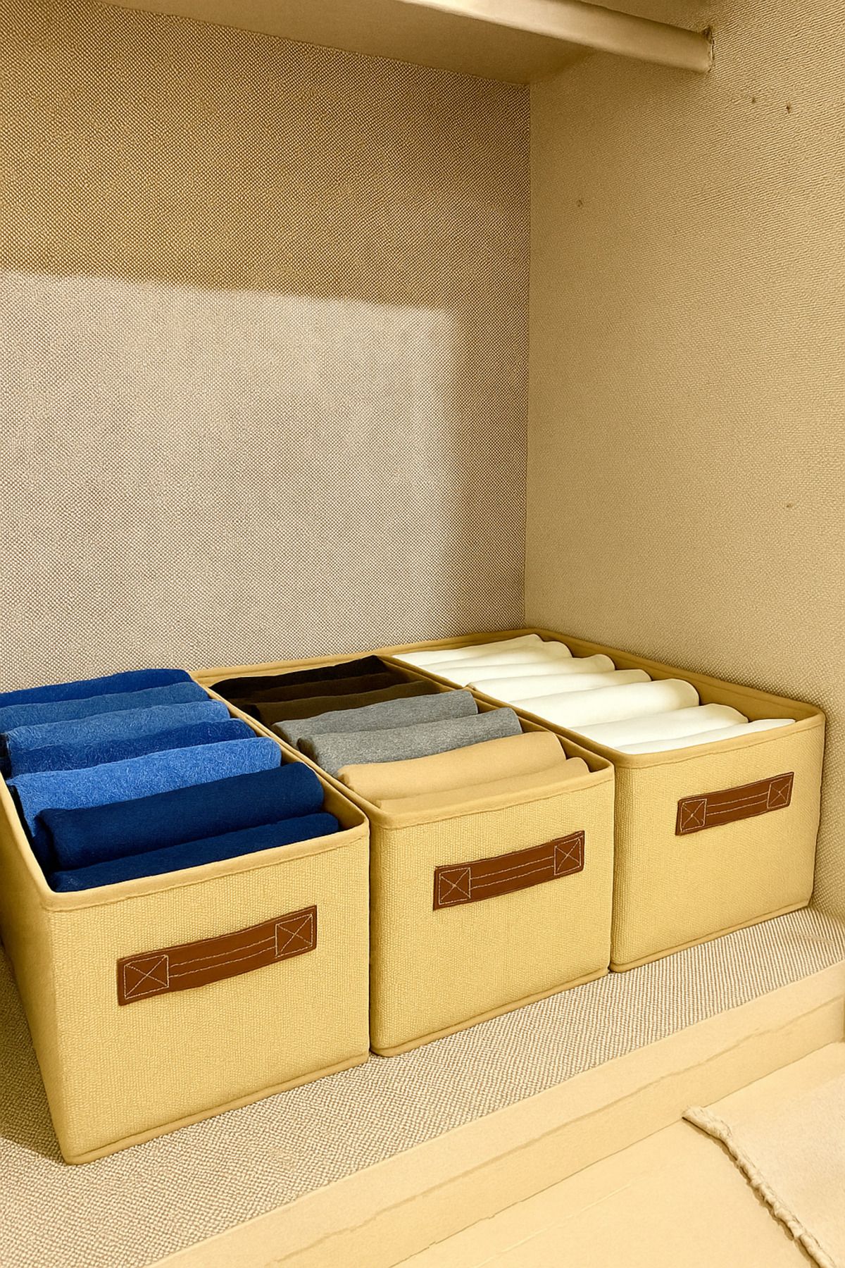 aydev home collection Jüt Gardrop düzenleyici, Katlanabilir Kıyafet Saklama Kutusu Organizer 45x25x20 cm