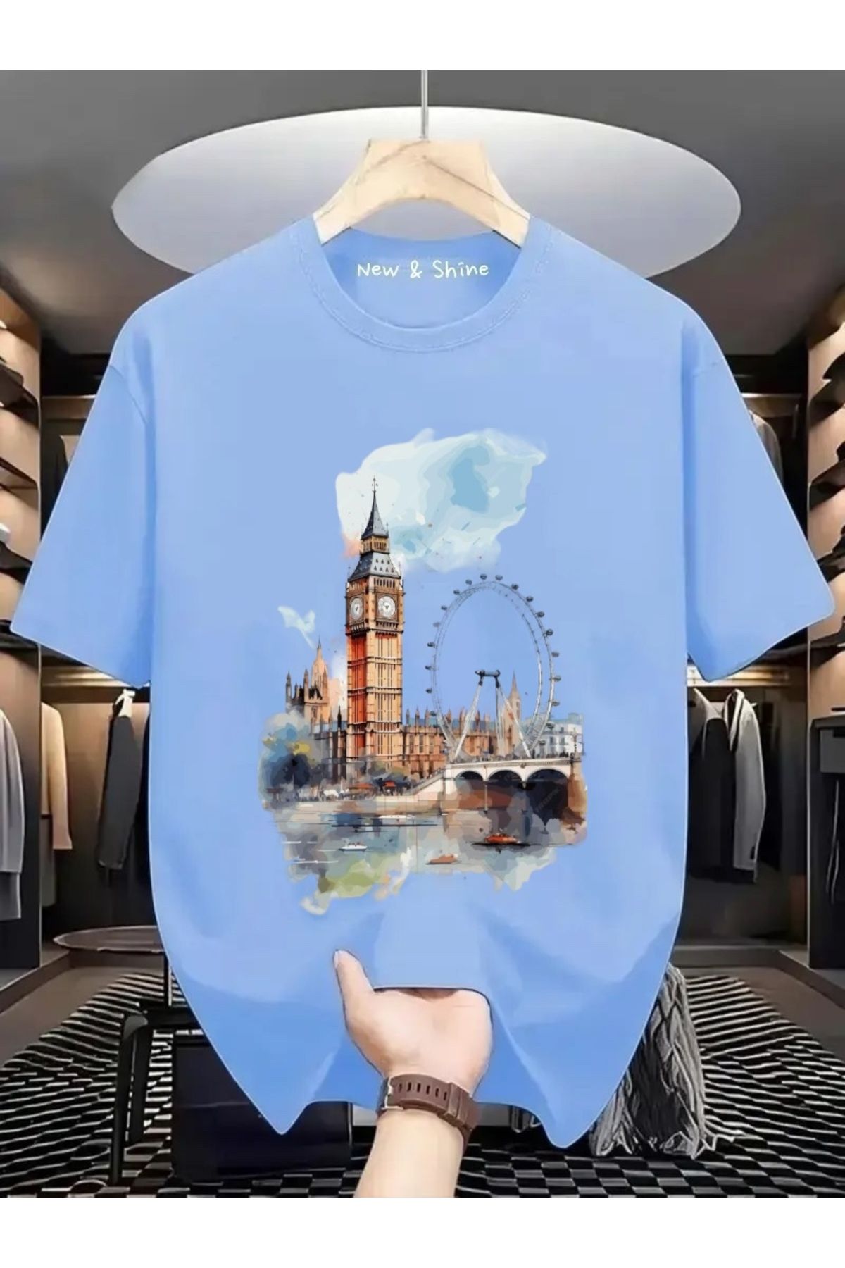 New Shine Manzara London Baskılı Oversize T-Shirt