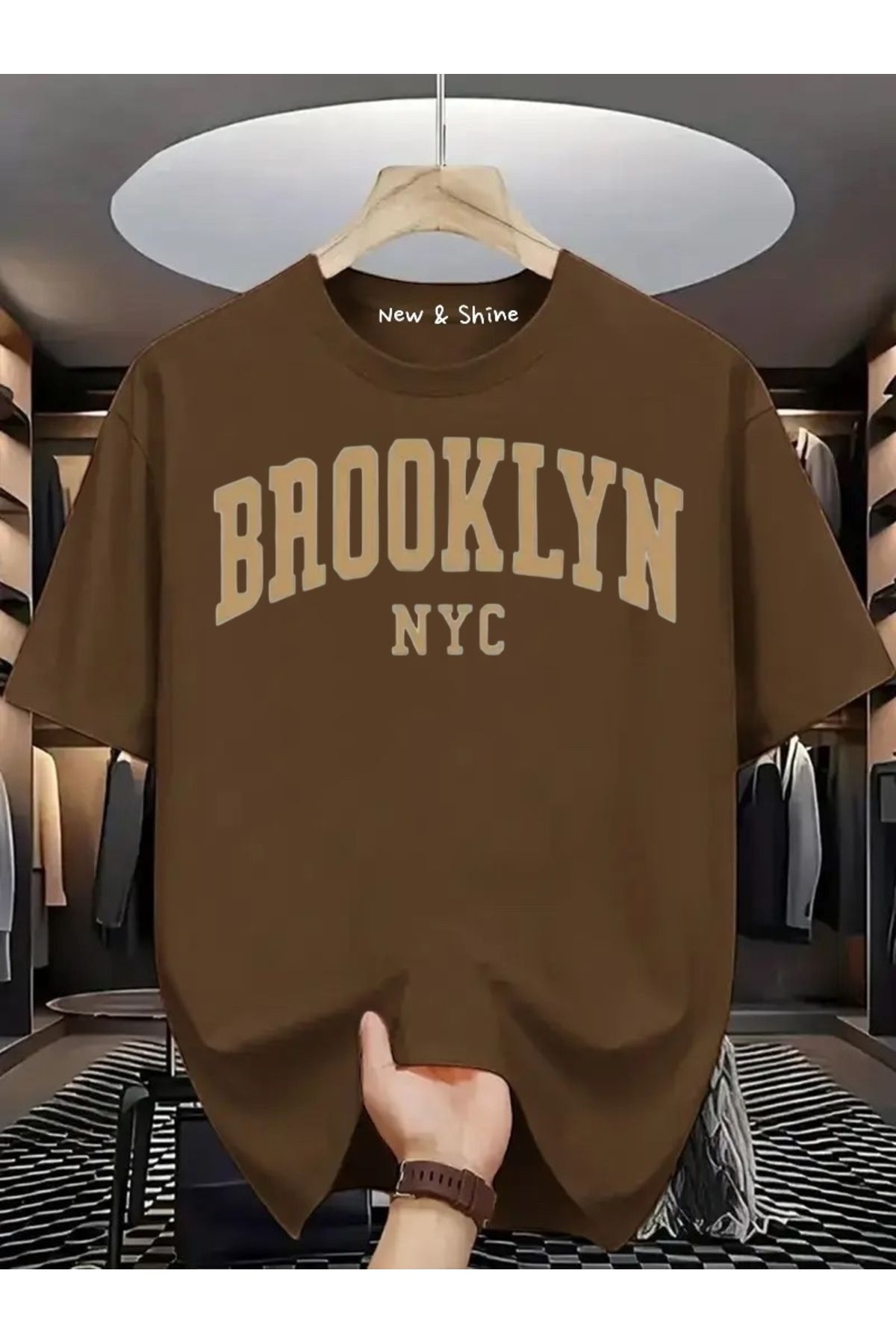 New Shine Brooklyn New York Baskılı Oversize T-Shirt
