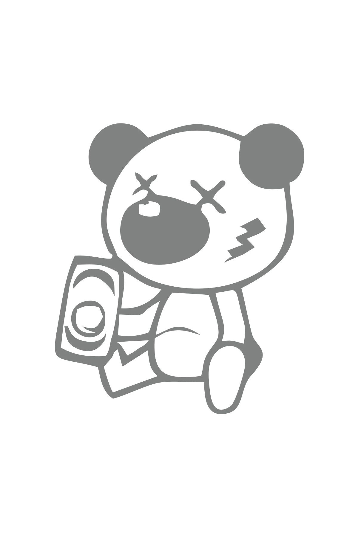 Reysa Tasarım Sarhoş Panda Sticker 17x17 Cm Gri