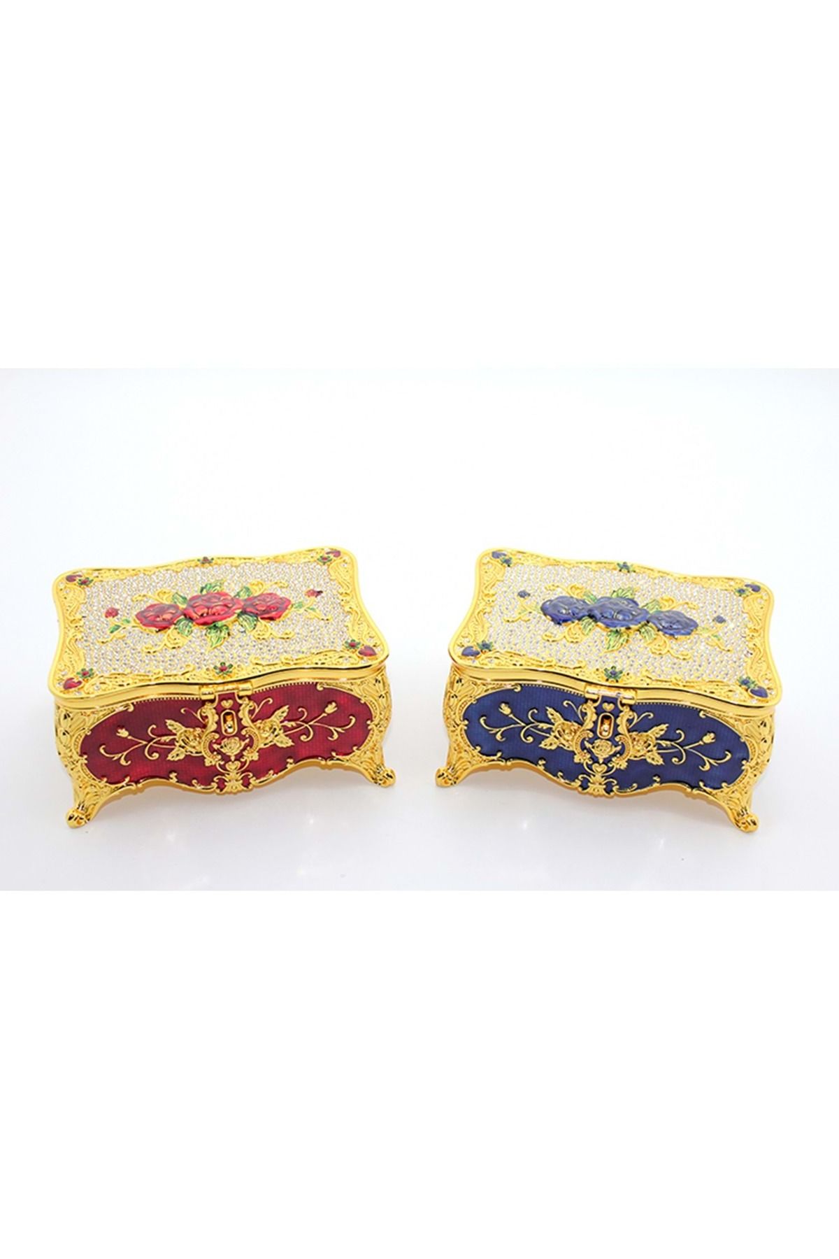 Store Çiçekli Sıvaroskı Taşlı Takı Kutusu 17*8 Cm