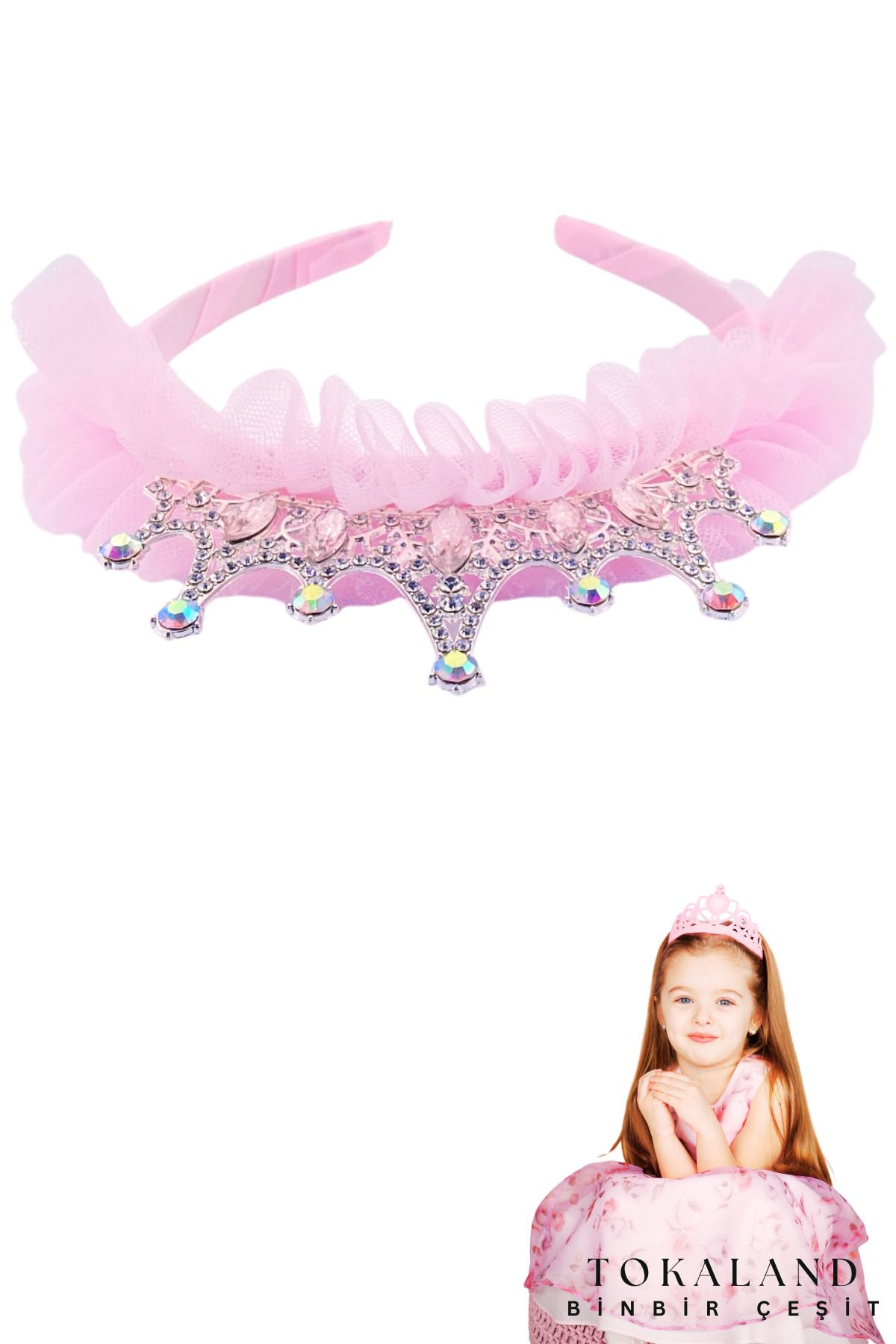 TOKALAND 1-12 Yaş Taç - Kız Çocuk Doğum Günü Parti Kutlama - Taşlı Birthday Girl Tacı - Prenses Temalı