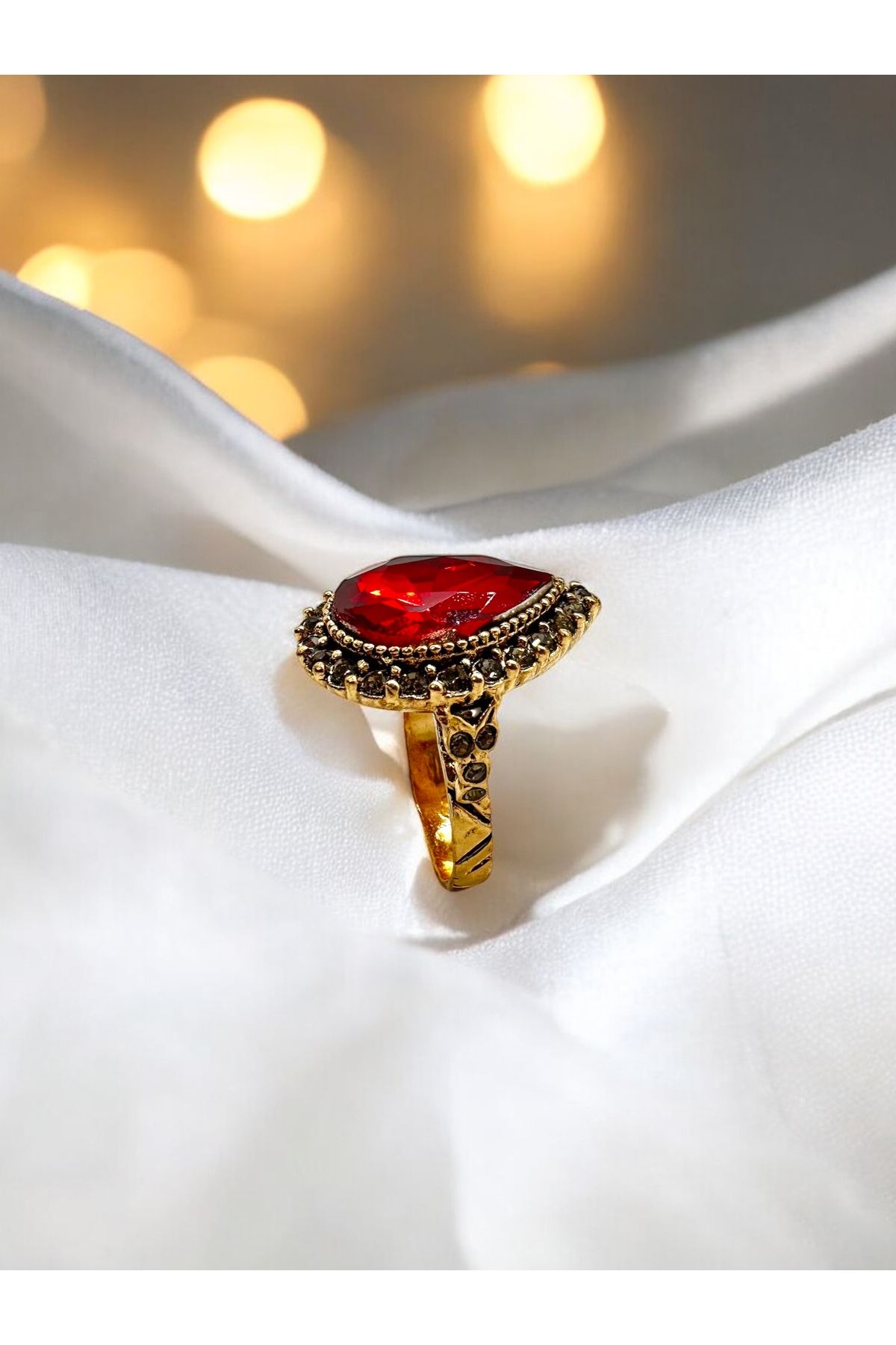 FUYA JEWELLERY Renkli Taşlı Kristal Damla Yüzük