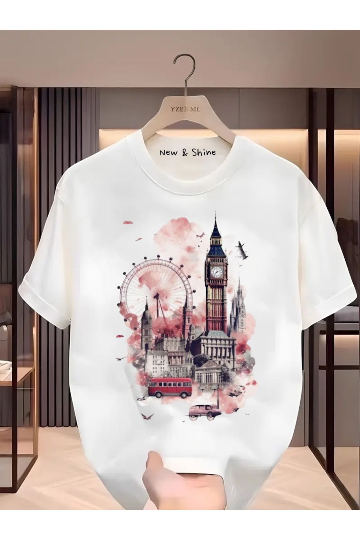 New Shine Manzara London Baskılı Oversize T-Shirt