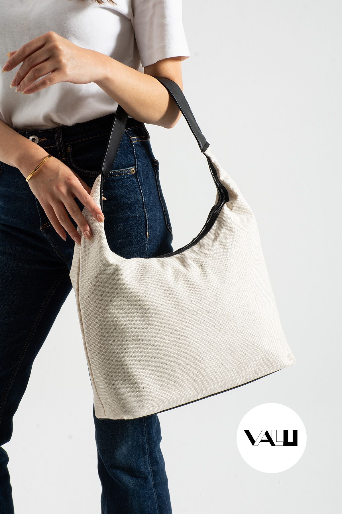 Valu Accessorize Vega Keten Yazlık Omuz Çantası Fermuarlı