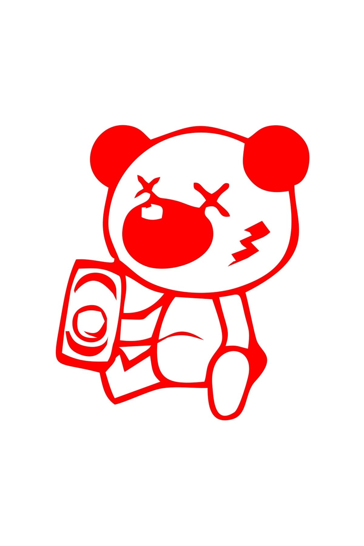 Reysa Tasarım Sarhoş Panda Sticker 17x17 Cm Kırmızı