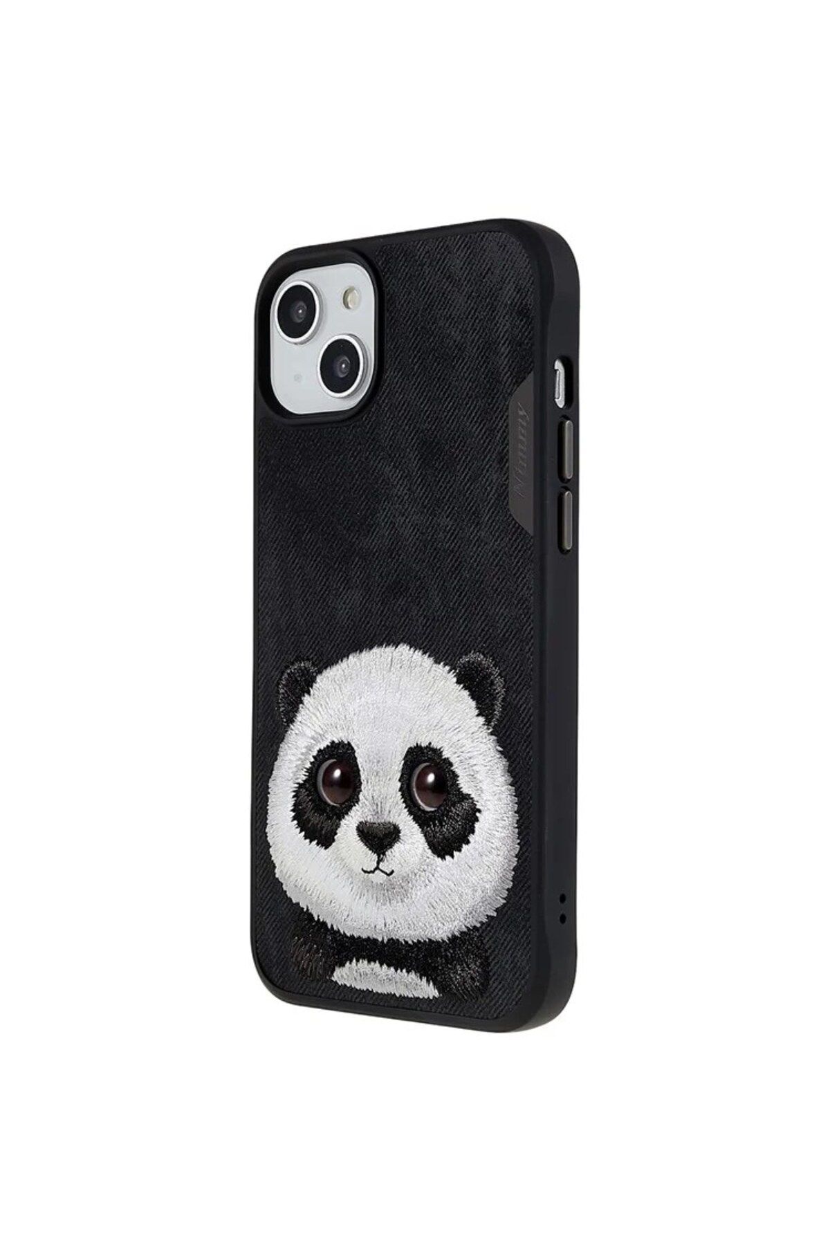 Nimmy iPhone 15 Uyumlu 3D Göz Panda Detaylı Gerçek Nakış İşlemeli Kabartmalı Big Eyes Kılıf