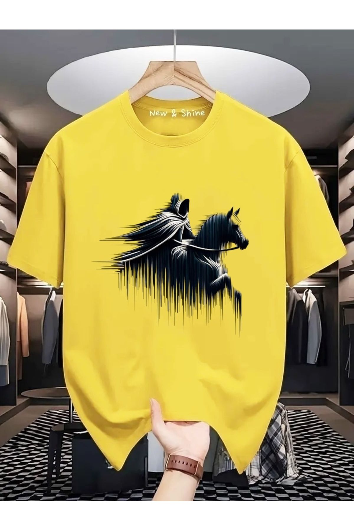 New Shine Şovalye Baskılı Oversize T-Shirt