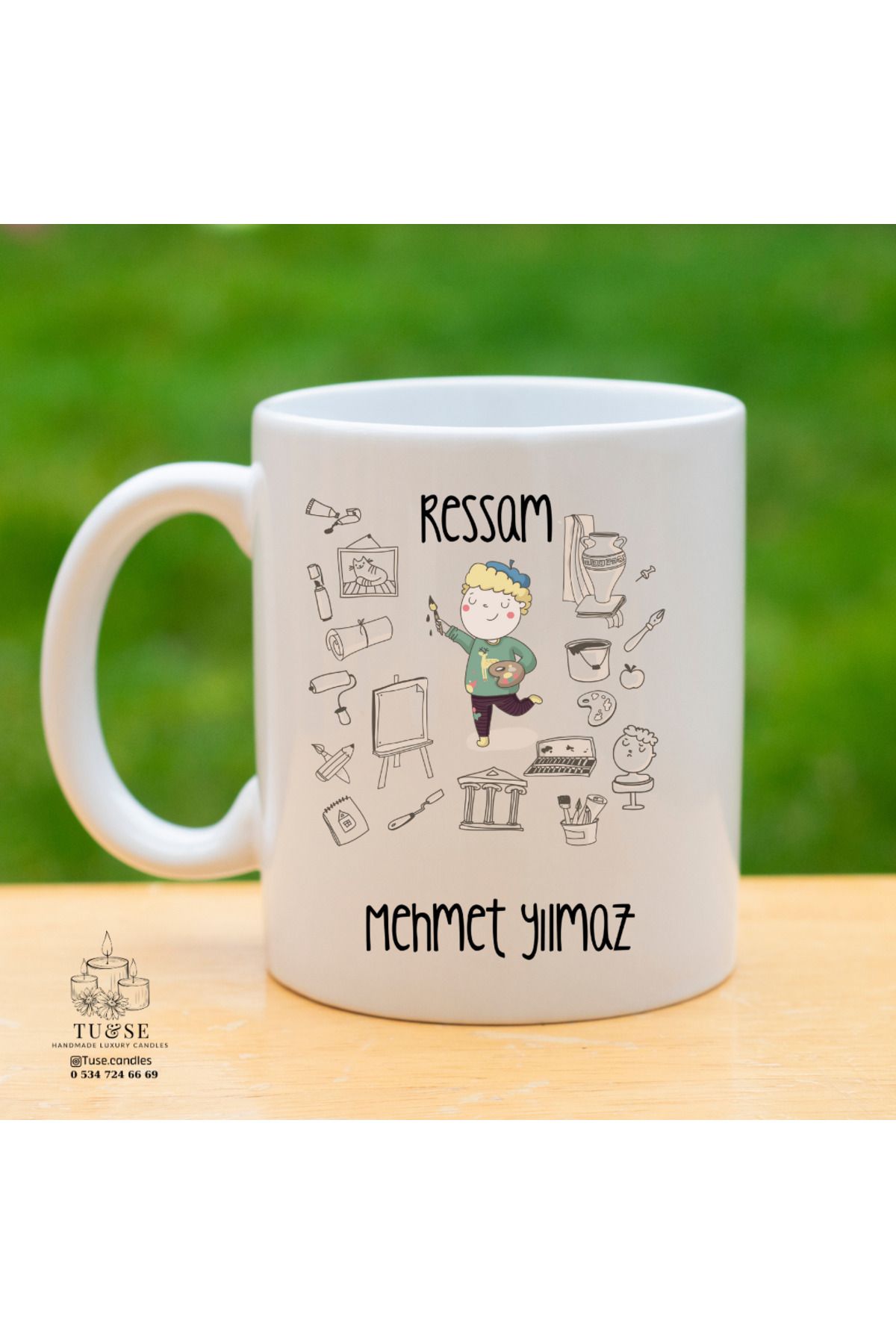 Tu&Se Candles 🎨 Ressama Özel Kupa Bardak – Sanatın Kahveyle Buluşması