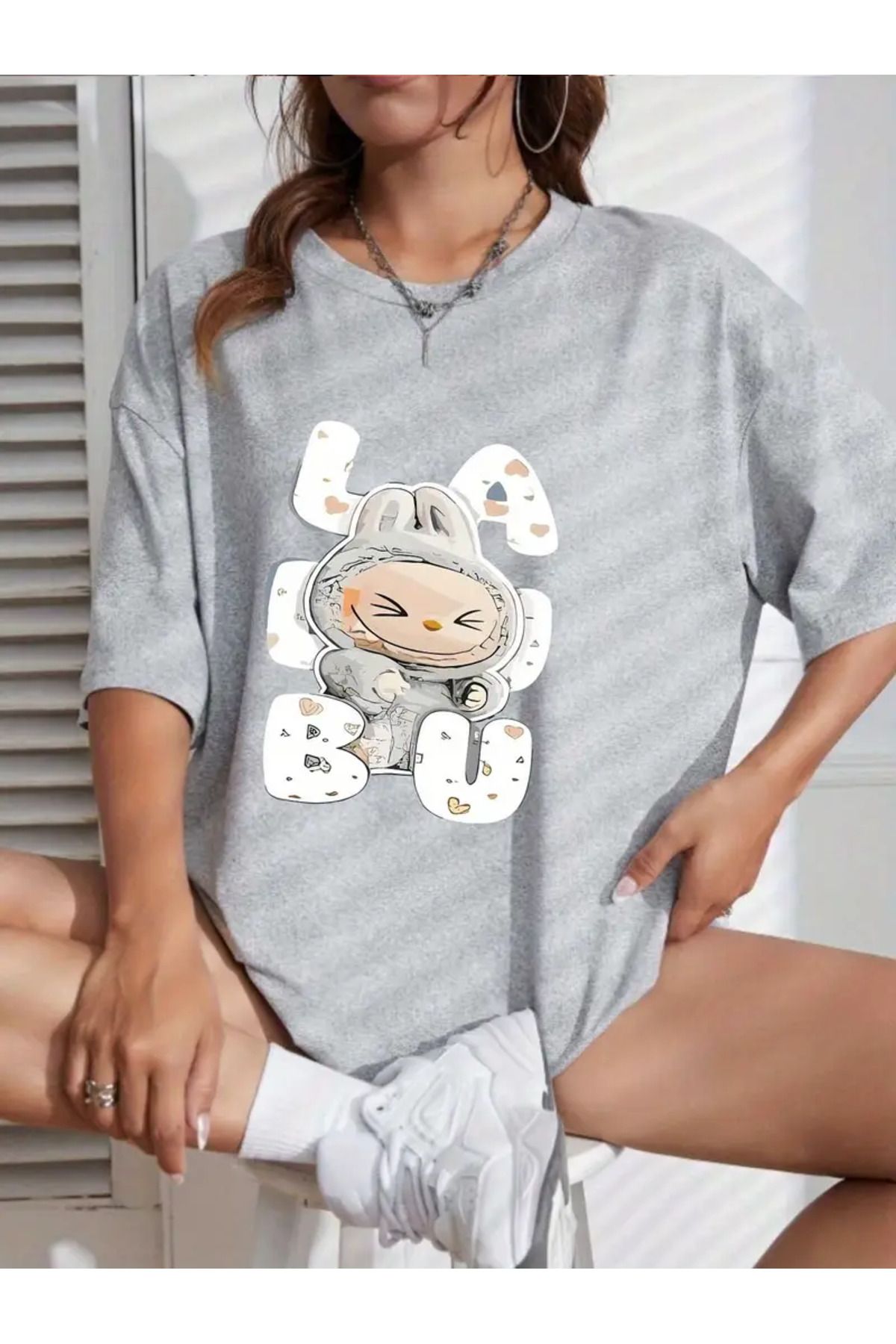 JANSO GROUP -KADIN LABOBO07 2025 BASKILI TSHIRT OVERSİZE PAMUKLU