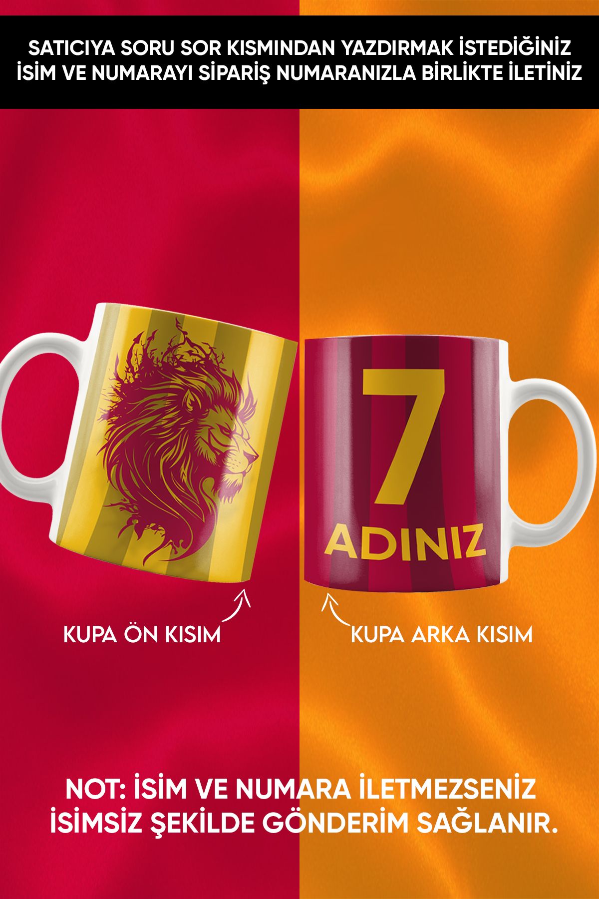 South Steel Kişiye Özel Ad Soyad Numara Ve Aslan Figürlü Kupa Mug Kahve Fincan Bardak
