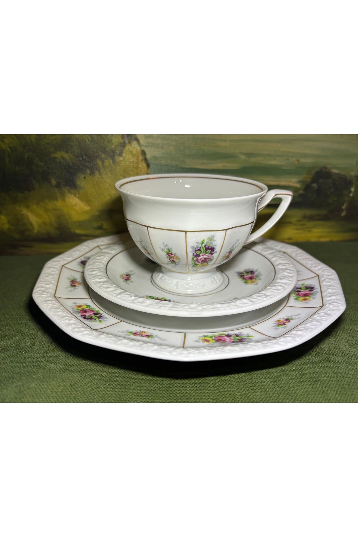 tayfuntufan antika koleksiyon rosenthal classic rose çay kahve fincanı fincan tabağı ve pasta tabağı