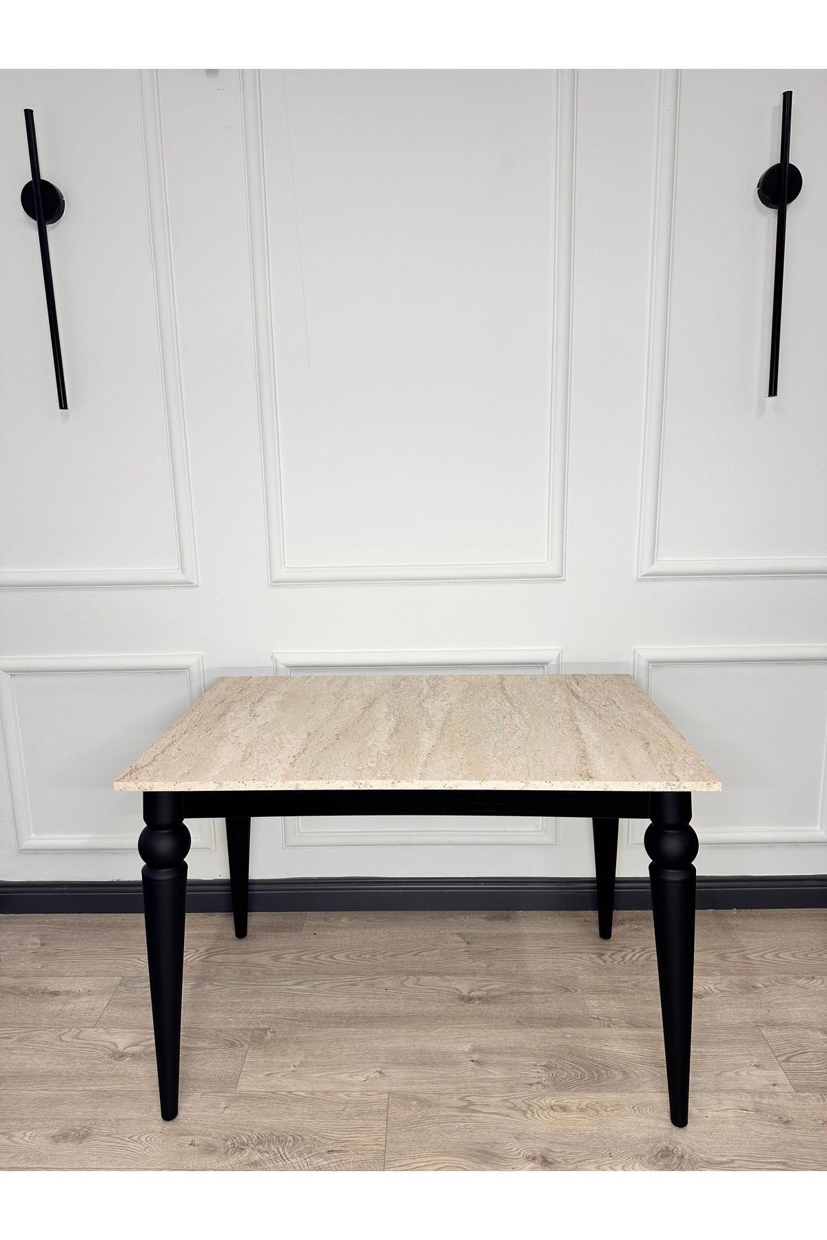 ECCES BB Mutfak Masası MDF Sabit 70X110 Yemek Masası Mermer Desen Traverten MDF Çalışma Masası Balkon Masası