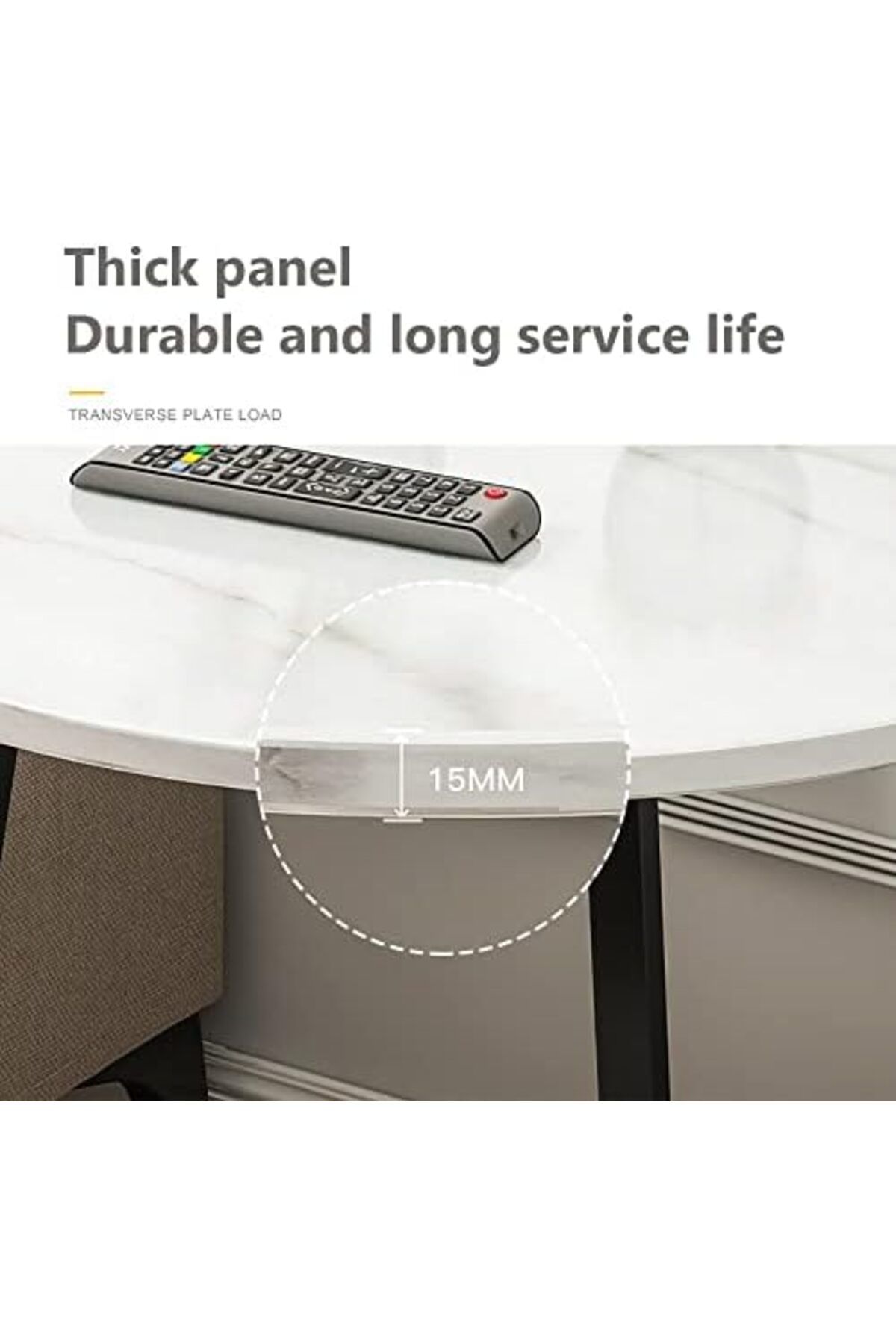 Generic-Round Coffee Table, Double Layer Sofa Side Table End Table, Imitation Marble Coffee Round Table Snac 5
