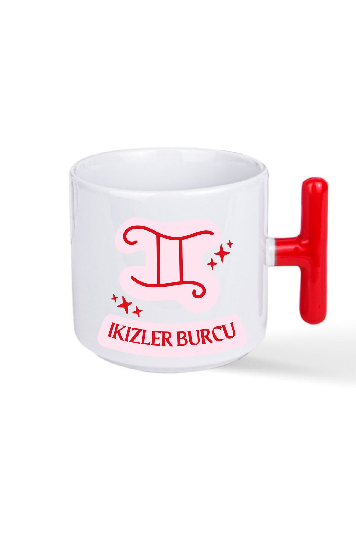 NACARLAR İkizler Burcuna Özel Baskılı Kırmızı T Kulplu Kupa Bardak