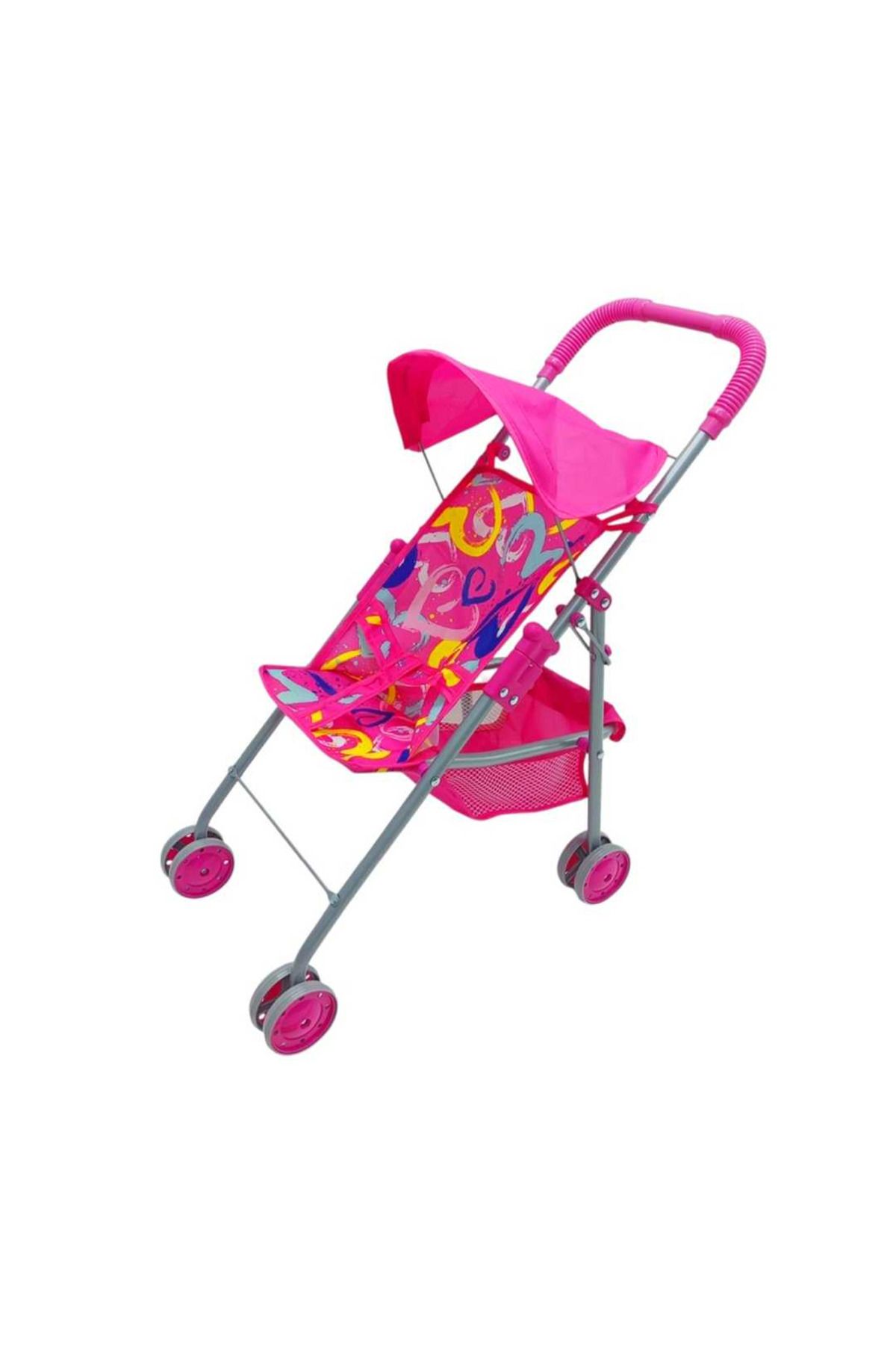 Art Tone VARDEM BEBEK ARABASI GÖLGELİKLİ FL6067-F METAL KATLANABİLİR PUSET PEMBE KALPLİ 4 TEKER 3+