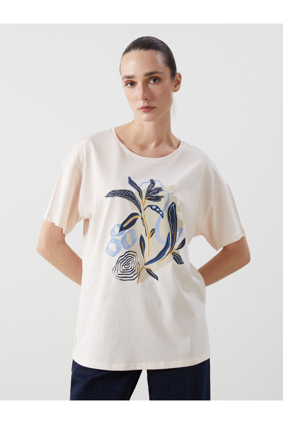 LC Waikiki Simple Dome Slim Kadın Mor Yuvarlak Yaka Tişört