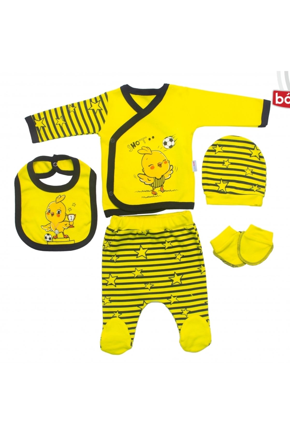Babexi Kanarya 5li Takım Sarı Lacivert 3 Aylık Bebek Takımı