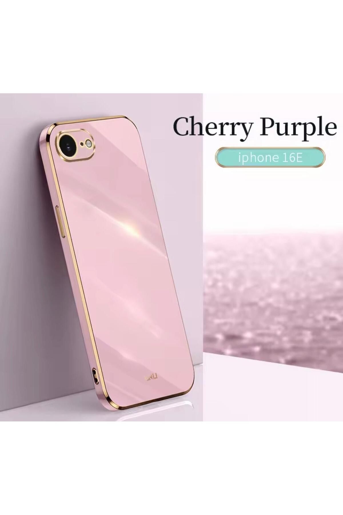 Sphone İphone 16E Kılıf Kamera Korumalı Kenarları Altın Kaplama Yaldızlı Renkli Parlak Soyulmaz Silikon kap