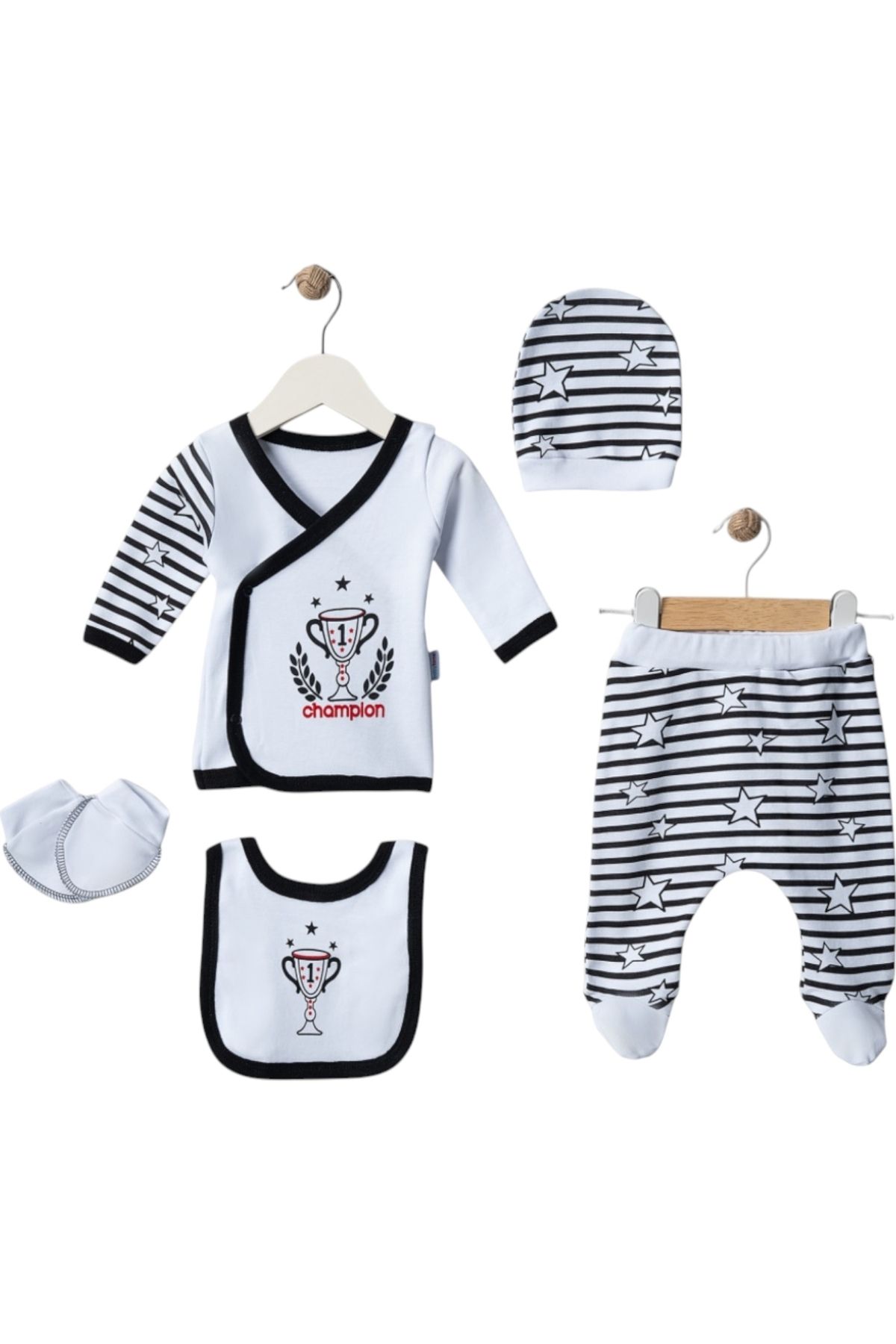 Babexi Kartal 5li Takım Siyah Beyaz 3 Aylık Bebek Takımı